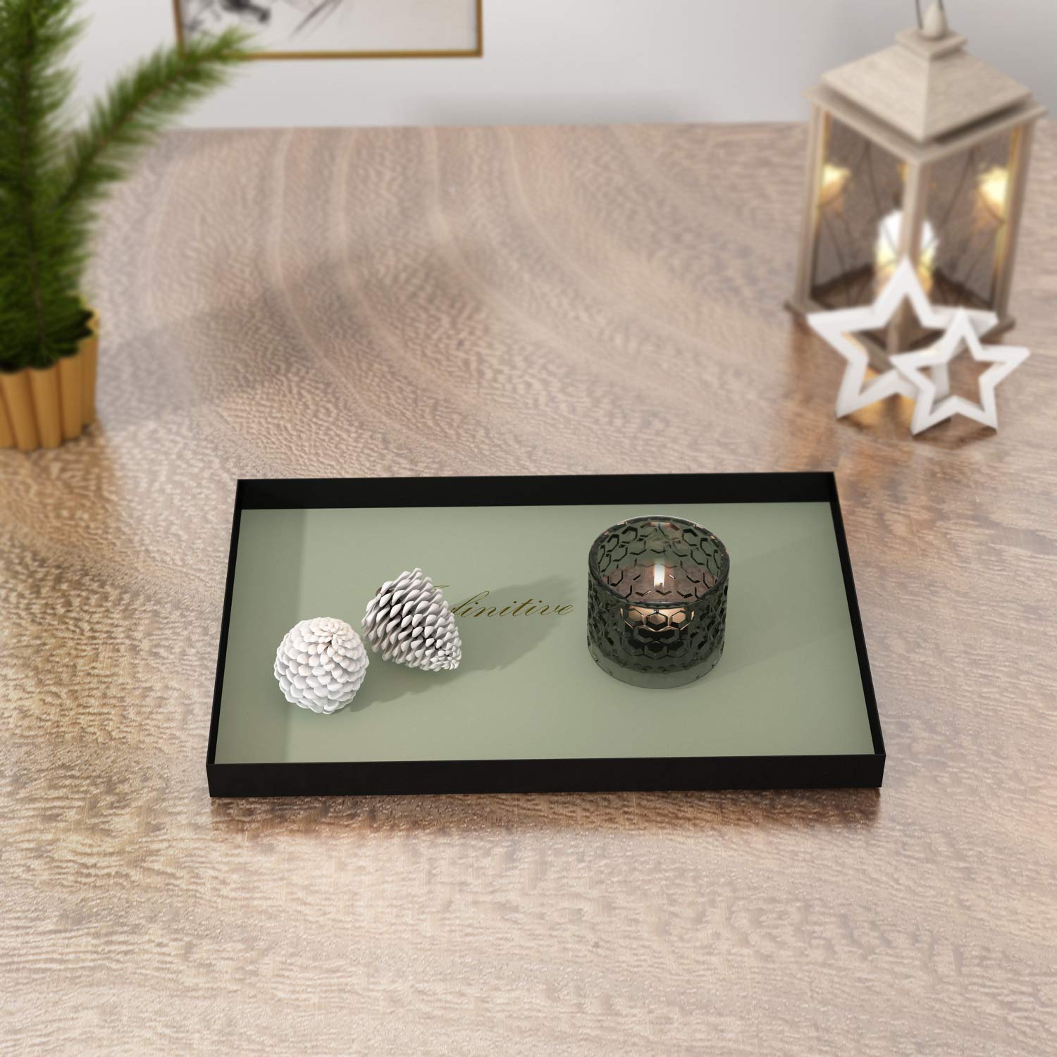 MCleanPin Stainless Steel Jewelry Organizer Tray - Elegant Metal Bathroom Vanity Tray for Jewelry Display & Storage | Perfect for Dressing Table, Bedroom Decor & Gift Giving (Black)