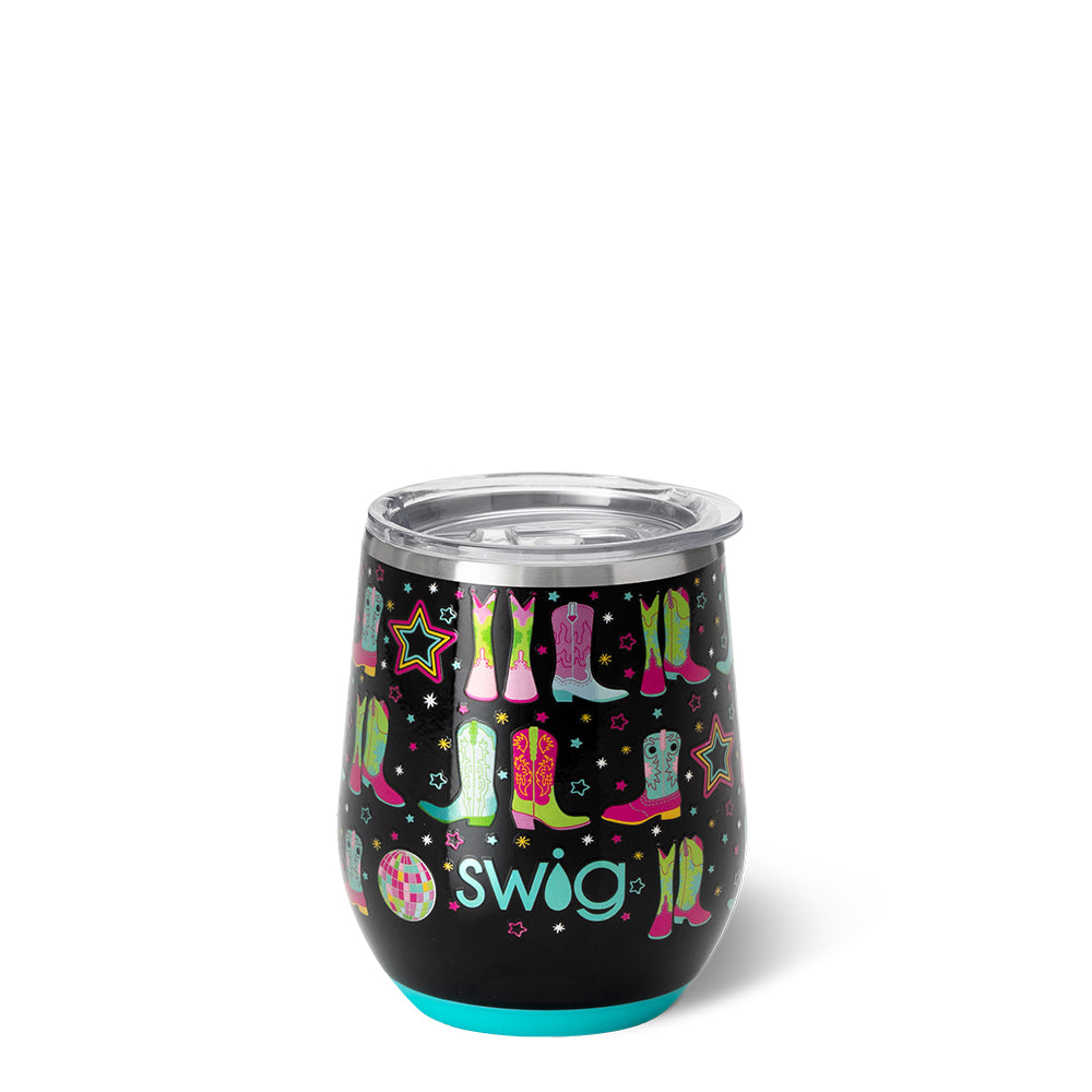 Disco Cowgirl Stemless Wine Glass 12oz - Fun Western Themed Cup for Parties, BBQs & Country Music Nights