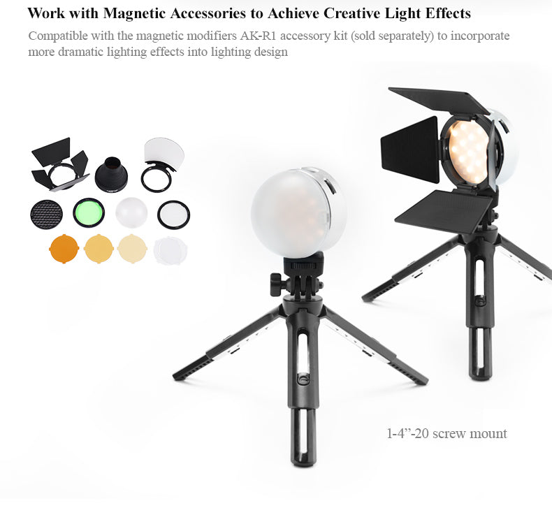 Godox R1 RGB Round LED Photography Light - Portable Continuous Lighting for YouTube, Vlogging, Studio & Product Photography
