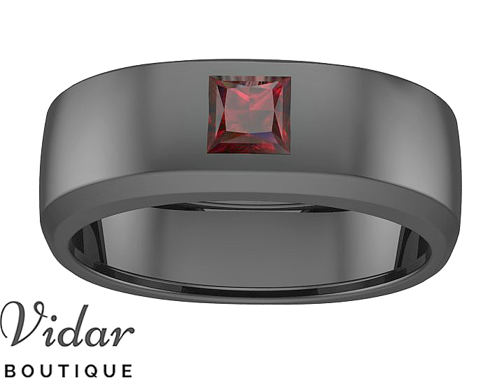 Unique Black Gold Men's Ruby Wedding Band Ring - Elegant & Durable for Engagement, Anniversary & Special Occasions
