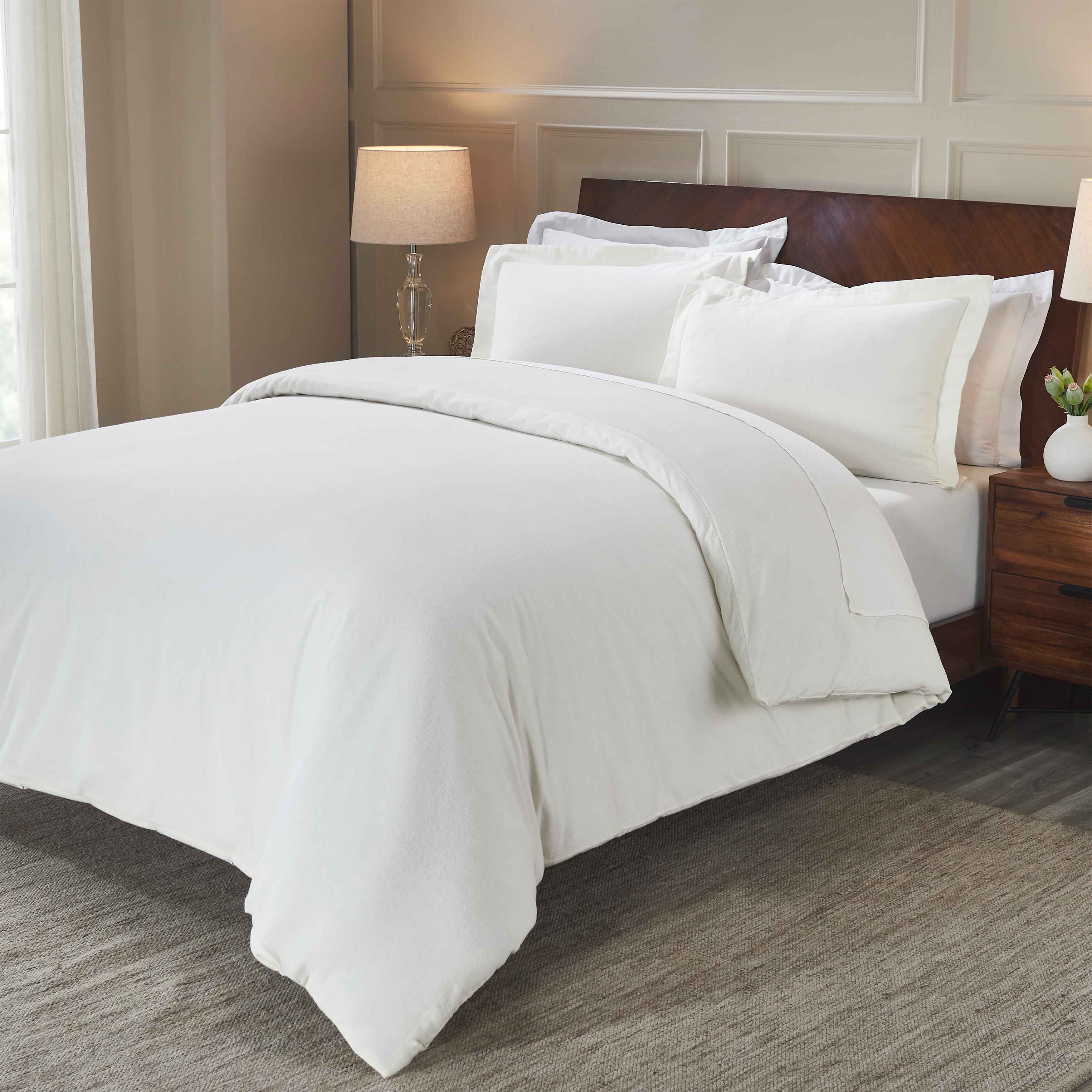 Premium Rome Flannel Cotton Solid Brushed Duvet Cover Set - Soft & Cozy Queen/King Size Bedding for Winter Warmth & Comfort