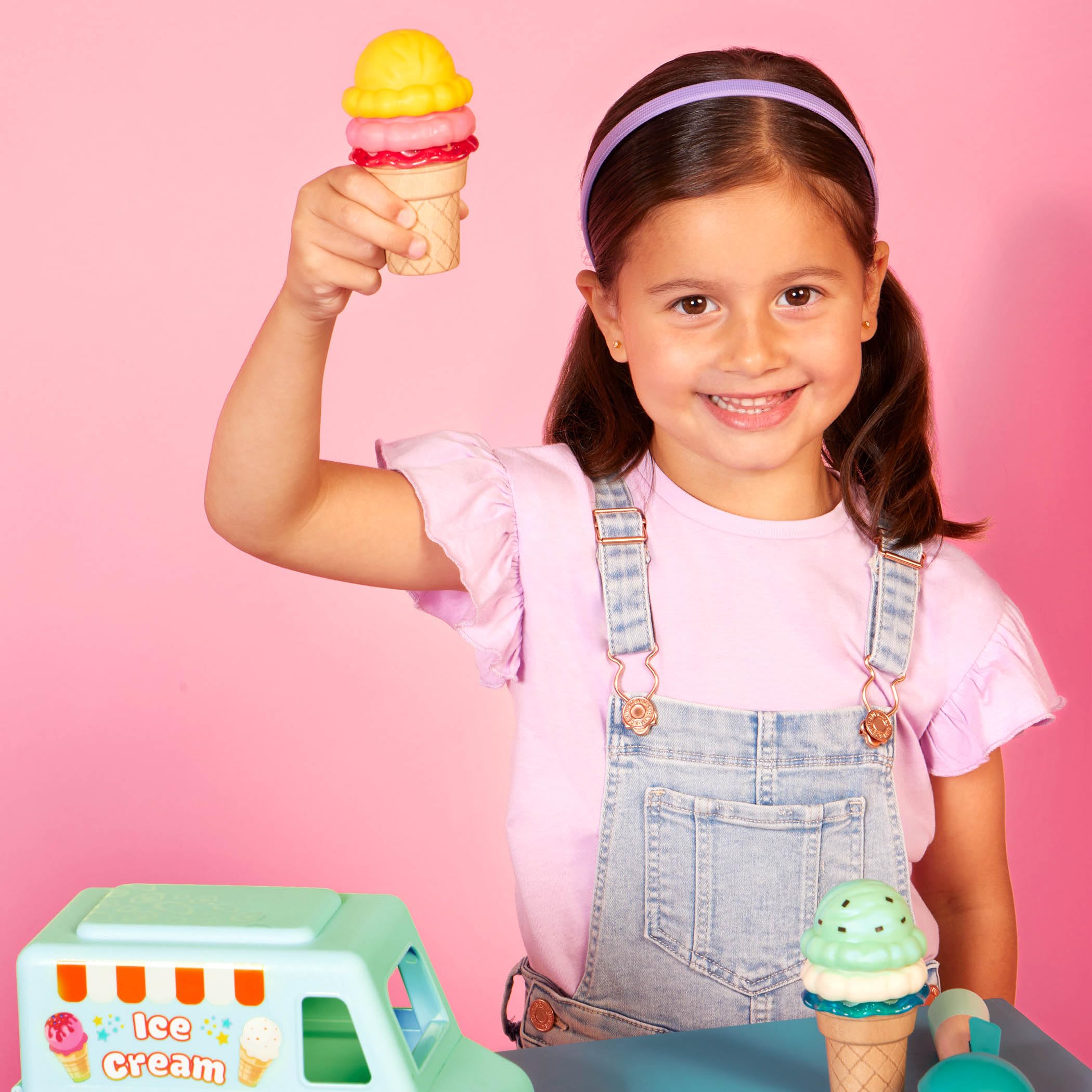B. Toys Sweet Scoops Pretend Play Ice Cream Truck Set - Stackable Ice Cream Scoops with Magnetic Scooper - 10 Piece Play Food & Accessories for Toddlers & Kids Ages 2+ - Perfect for Imaginative Play, Birthday Gifts & Preschool Learning Activities
