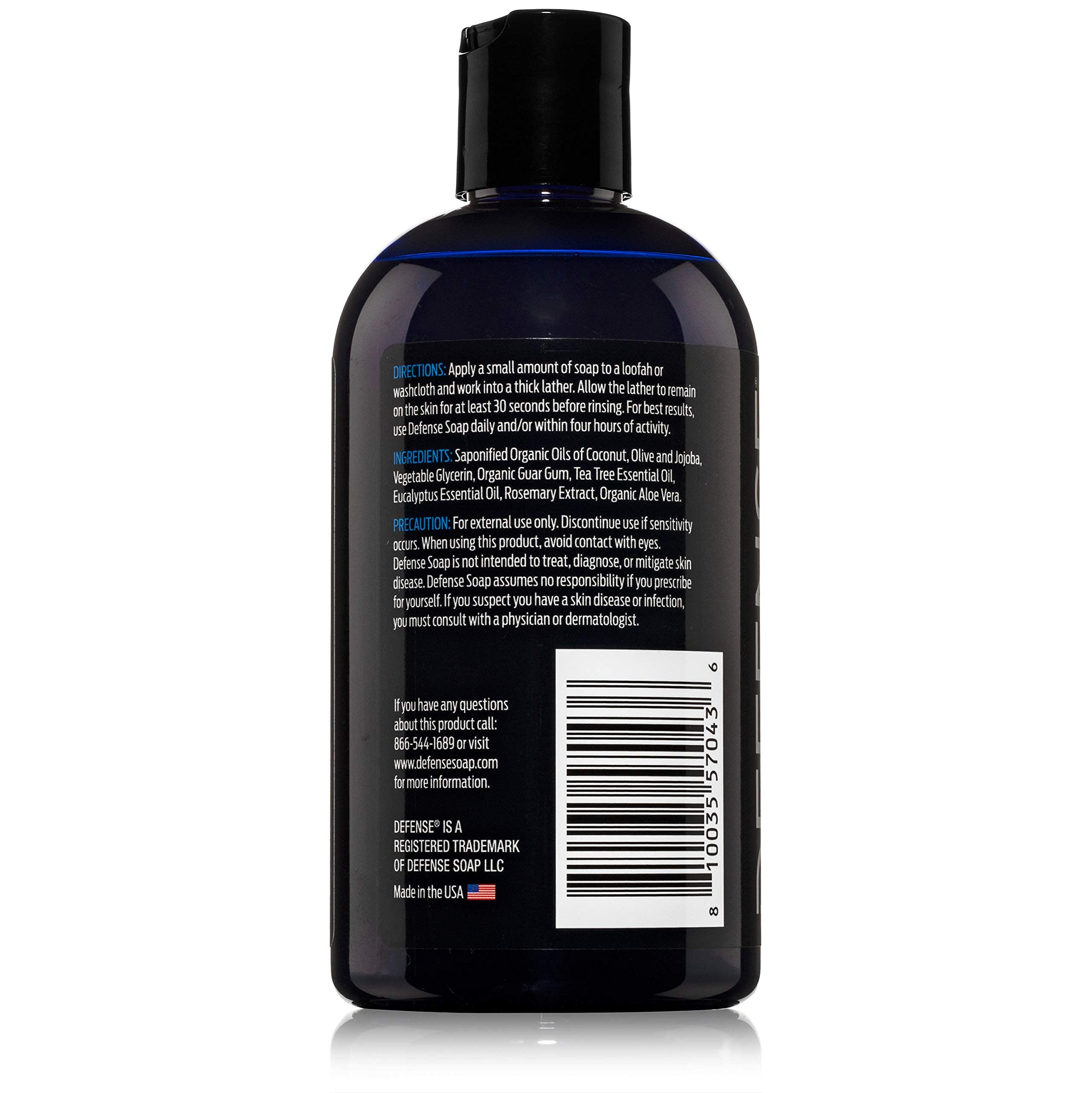 Defense Soap Organic Tea Tree Body Wash for Men & Women - Natural Shower Gel with Tea Tree Oil, Eucalyptus & Aloe Vera | 12 oz (Pack of 2) | Perfect for Athletes, Gym Enthusiasts & Sensitive Skin Care