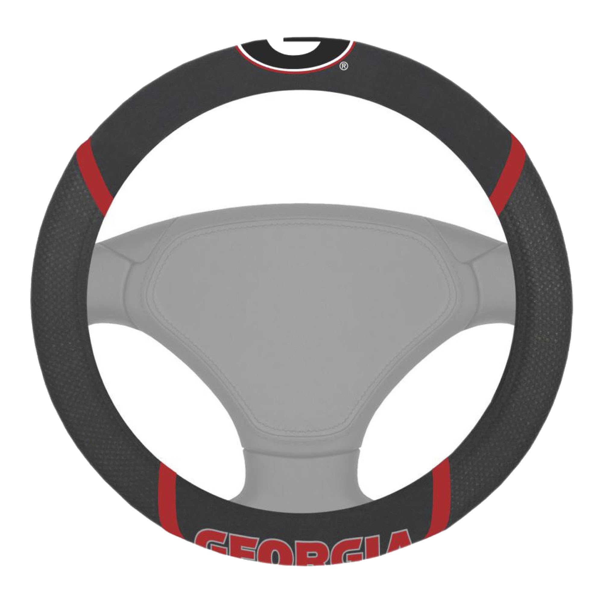 FANMATS NCAA Georgia Bulldogs Polyester Steering Wheel Cover - Black, 15x15 Inches - Perfect for Game Day & Car Accessories