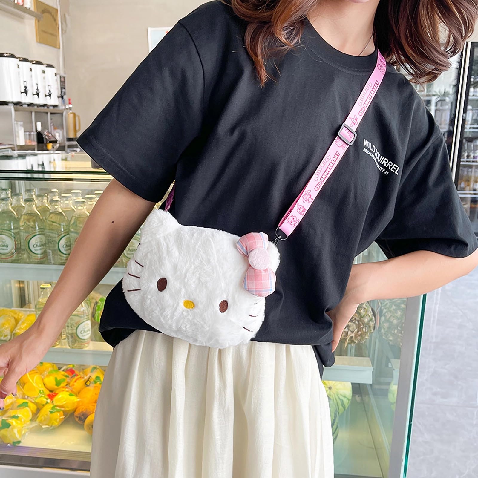 Adorable Plush Crossbody Purse for Girls - Cute Bowknot Shoulder Bag (White) | Perfect for School, Travel & Everyday Use