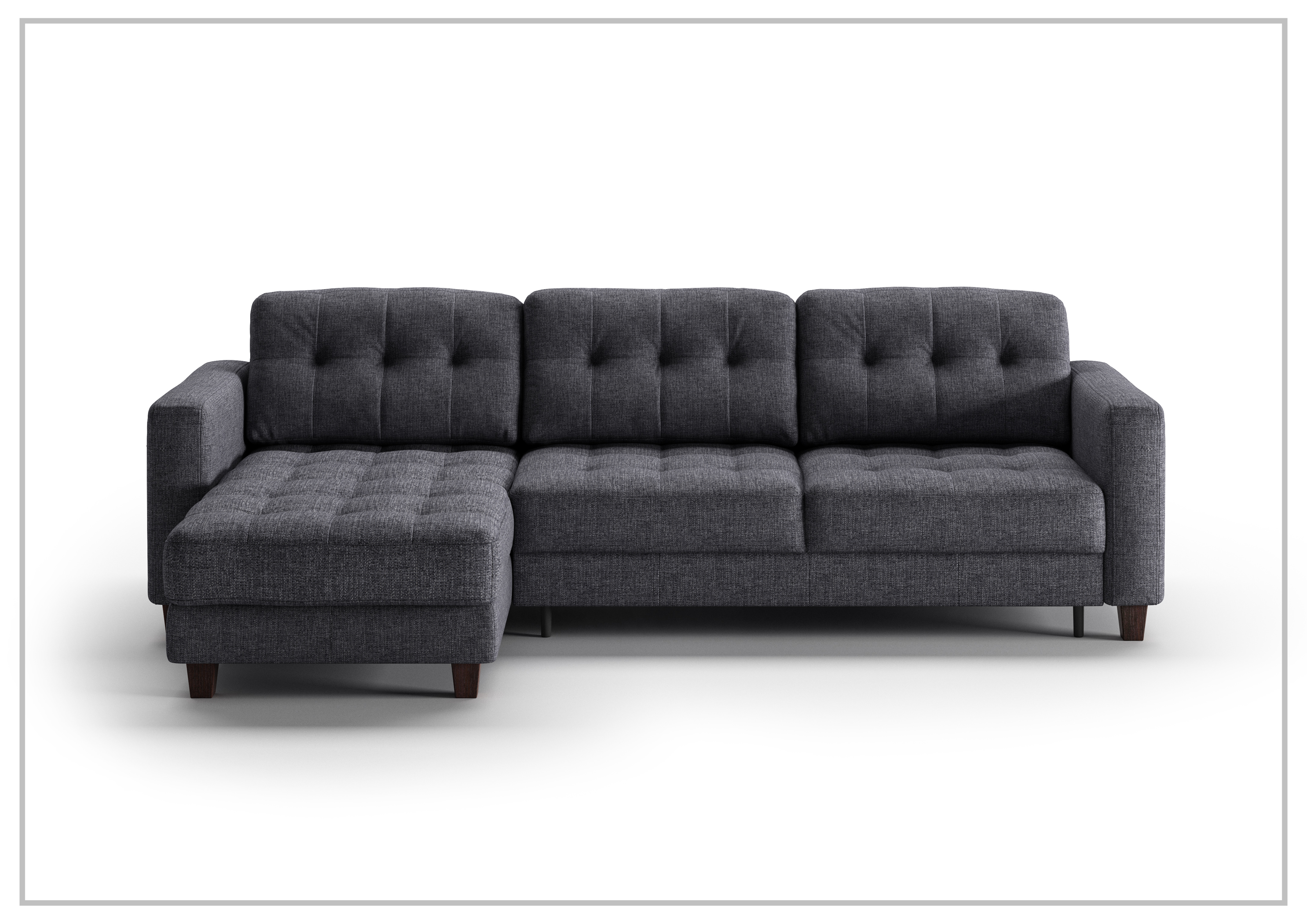 Luonto Noah Fabric 3-Seater Sectional Sofa Sleeper with Reversible Chaise - Modern Convertible Couch for Living Room, Guest Room & Small Spaces