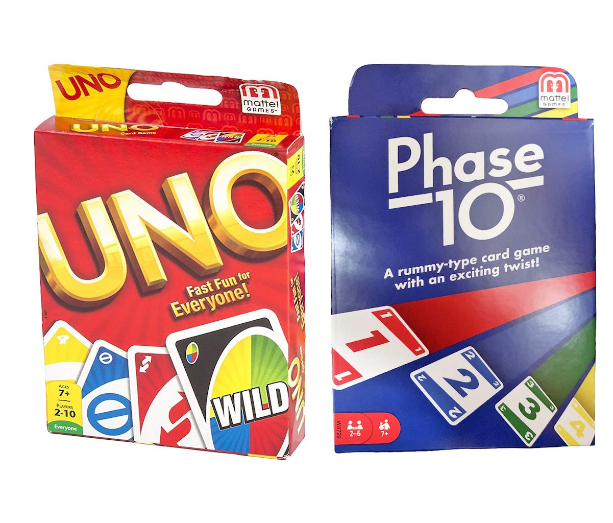 Mattel Phase 10 & UNO Card Games Bundle - Family Fun Card Games for Parties, Travel & Game Nights - Classic Card Games for Adults & Kids