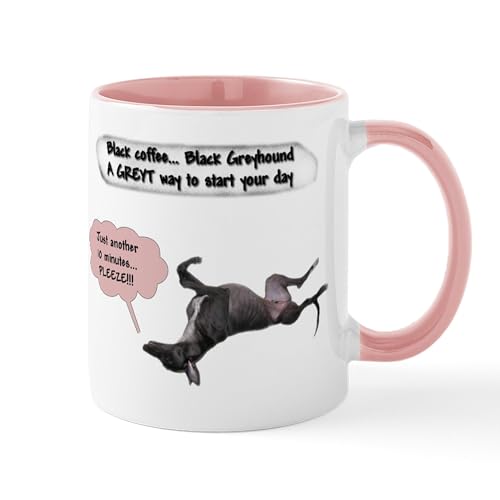 White/Pink Inside - Black Coffee Black Snoozin' Greyhound Mug