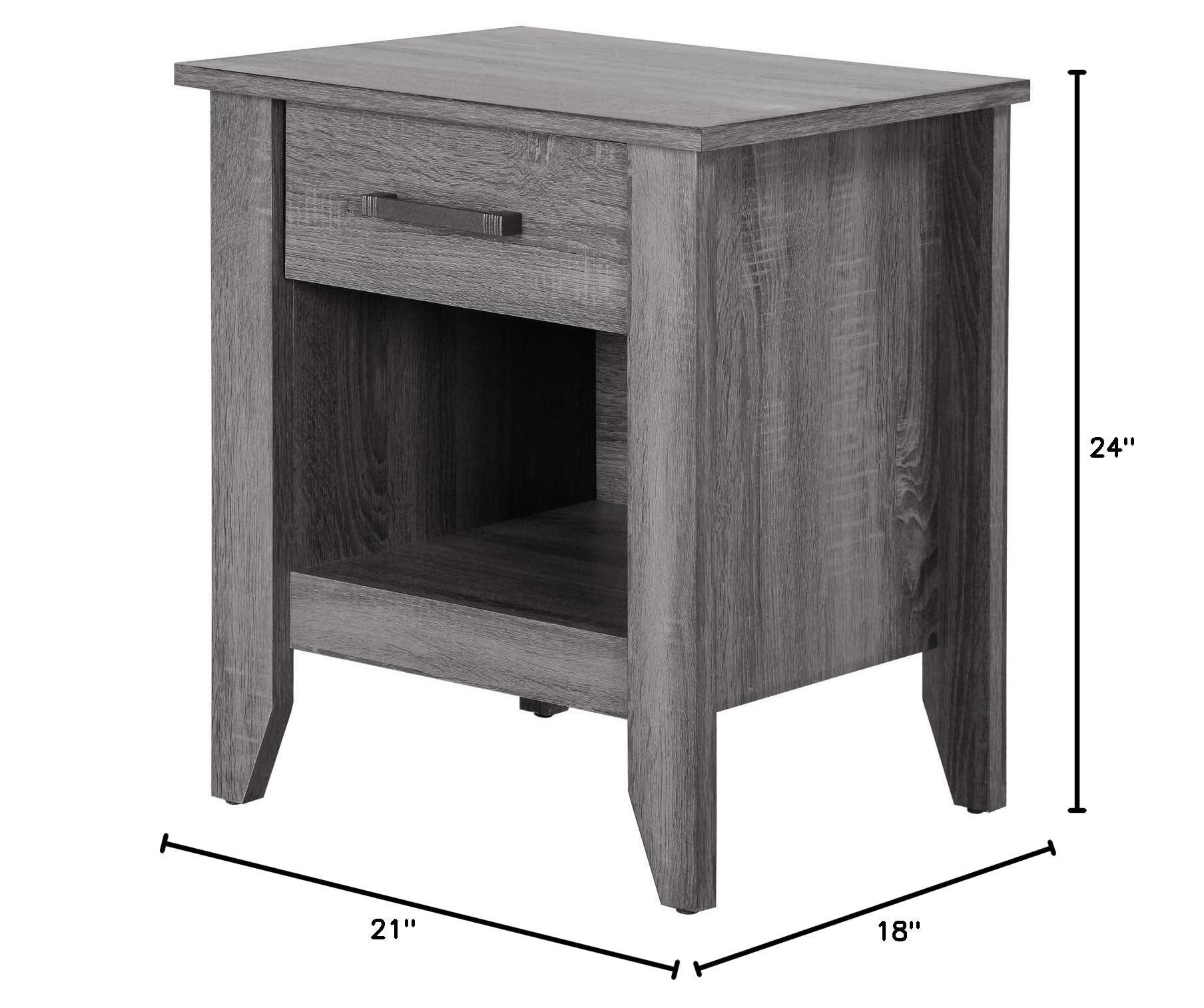 Lennox 1-Drawer Gray Nightstand - Compact End Table for Bedroom, Living Room & Home Office (24