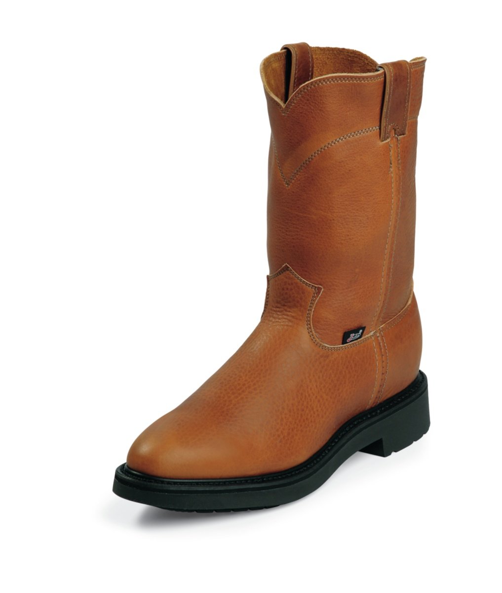 Justin Men's Double Comfort 10-Inch Pull-On Work Boots - Durable Slip-Resistant Safety Boots for Construction, Farming & Outdoor Work