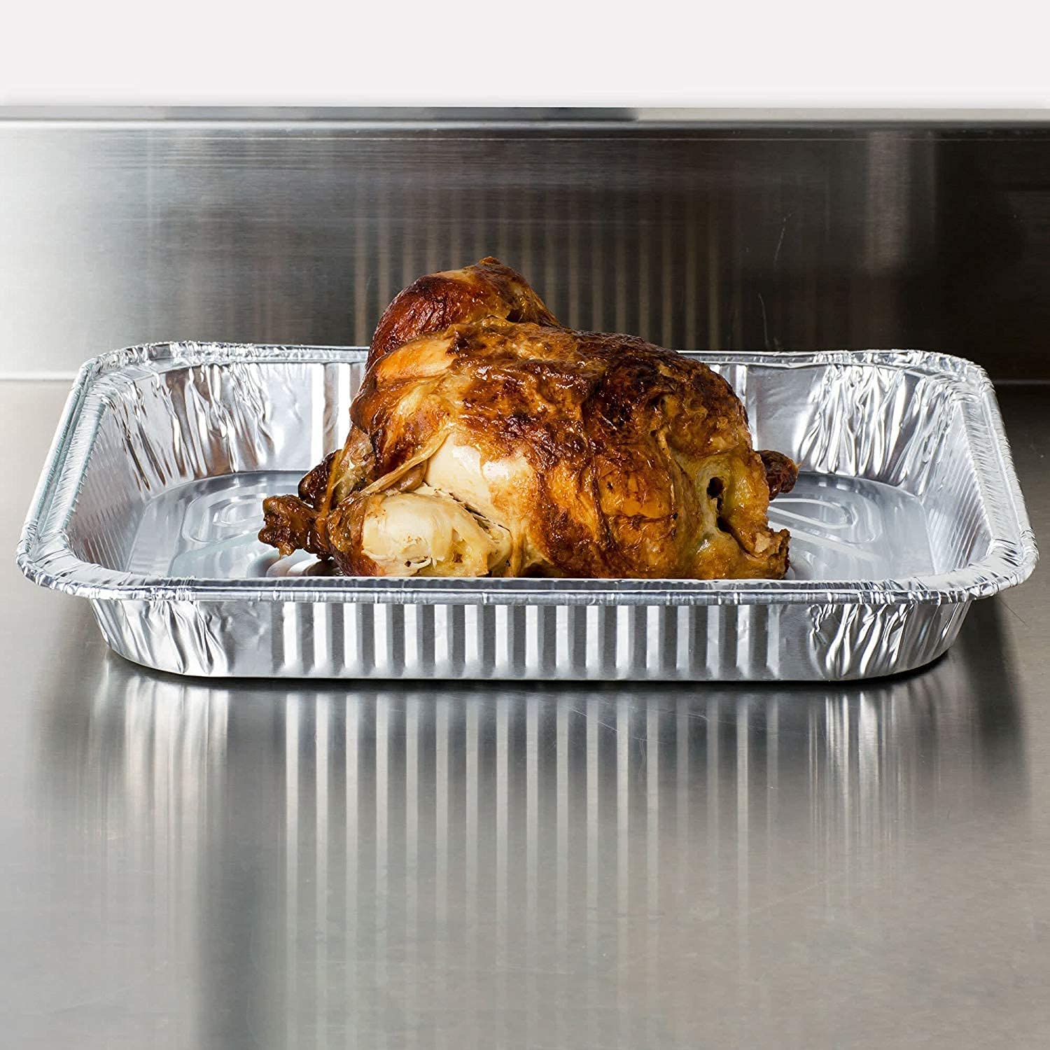 Heavy Duty Disposable Aluminum Foil Roasting Pans 20x13x3 Inches - Deep Steam Baking Pans for Turkey, Chicken, Vegetables - Perfect for Thanksgiving, Christmas Dinner & Large Family Gatherings (50 Pack)