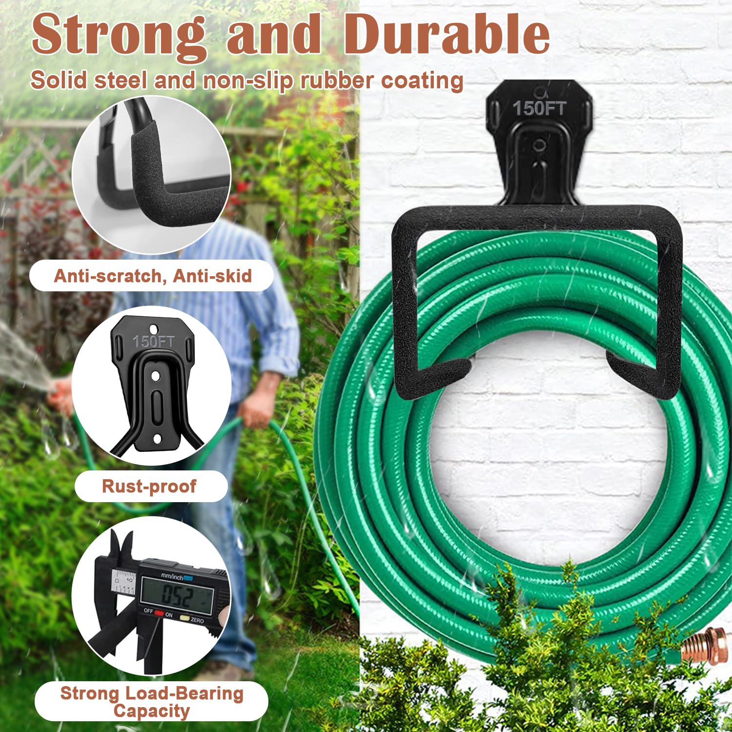 2Pcs Heavy Duty Metal Garden Hose Holders - Freestanding & Wall Mount Outdoor Water Hose Storage Rack for Yard, Lawn, and Garage (2 Pack) - Perfect for Organizing Garden Tools and Keeping Hoses Tangle-Free