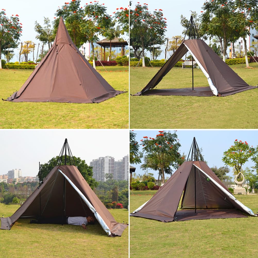 Latourreg Portable Waterproof 5-Person Camping Tent - Lightweight Pyramid Teepee Tent with Stove Jack for Outdoor Adventures, Hiking, Backpacking & Family Camping Trips