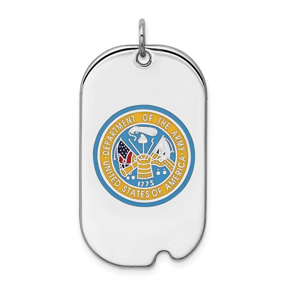 Sterling Silver Rhodium-Plated US Army Logo Dog Tag Pendant Necklace for Men & Women - Military Inspired Jewelry Gift for Veterans, Soldiers & Patriotic Fashion Lovers - Perfect for Everyday Wear, Special Occasions & Military Appreciation Events