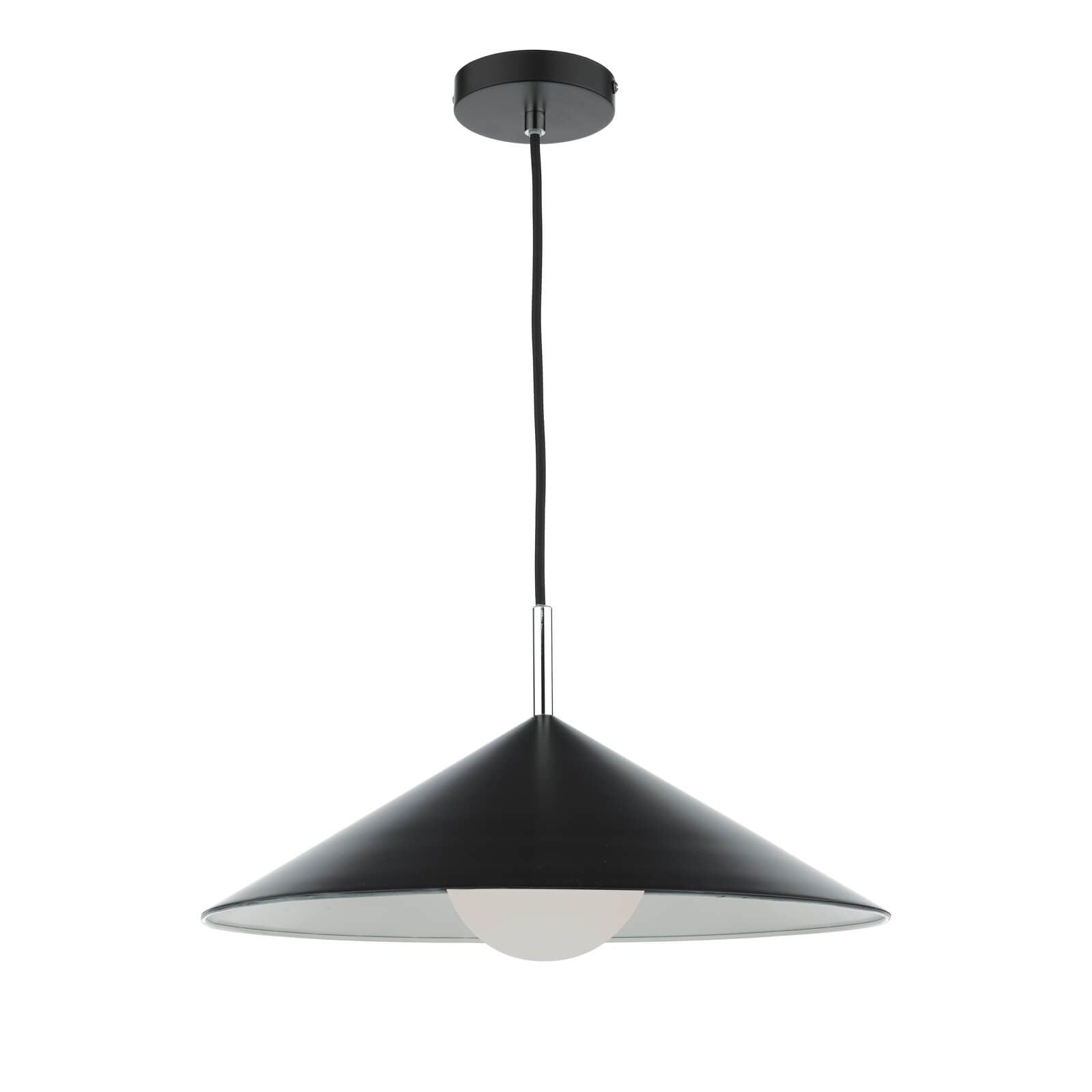 Apex 1-Light Single Pendant Light Fixture in Matte Black & Polished Chrome - Perfect for Kitchen Island, Dining Room or Entryway Lighting