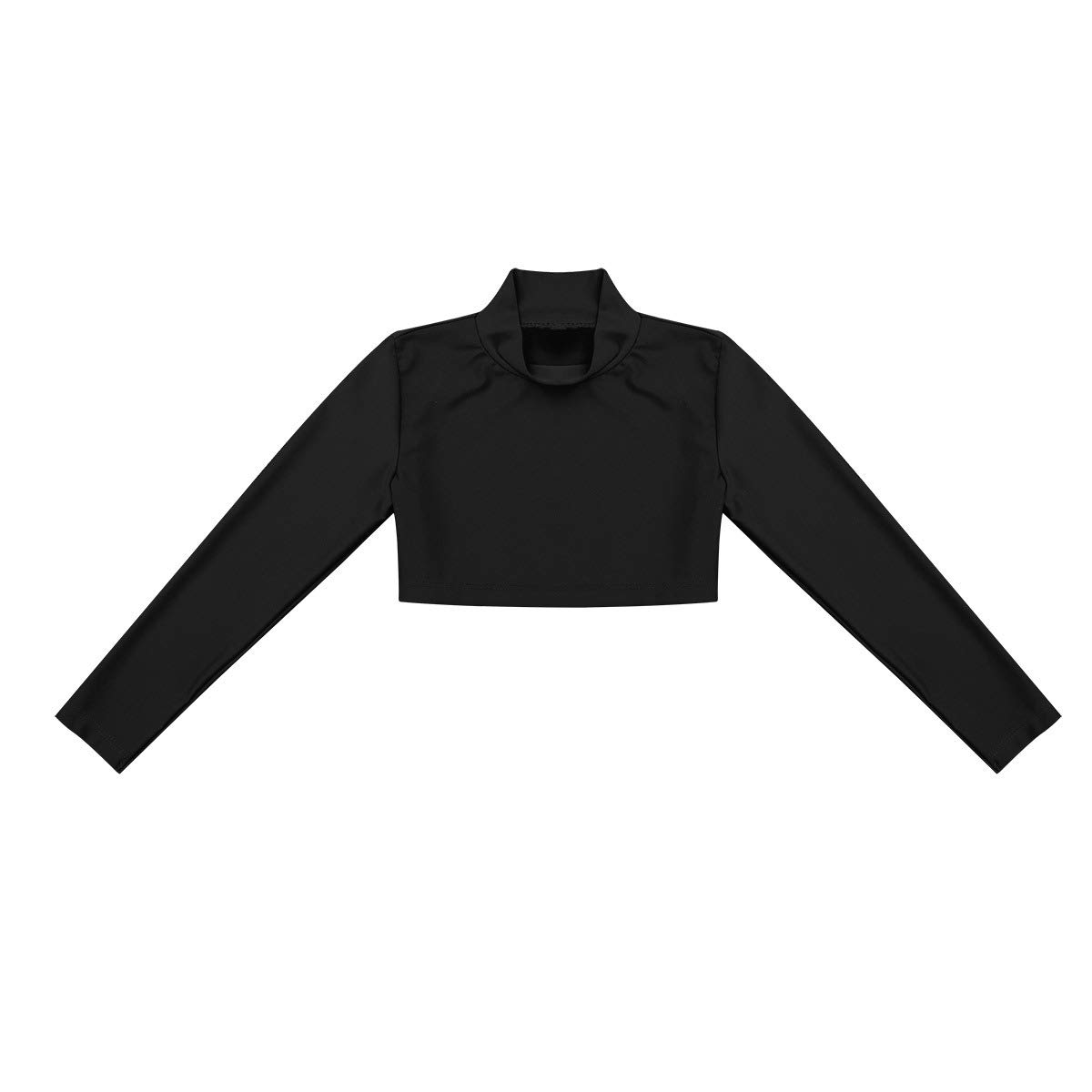 Nikiikoo Girls Long Sleeve Turtleneck Dance Top - Stretchy Ballet & Gymnastics Crop Shirt for Kids - Perfect for Dance Class, Performance, and Sports Practice