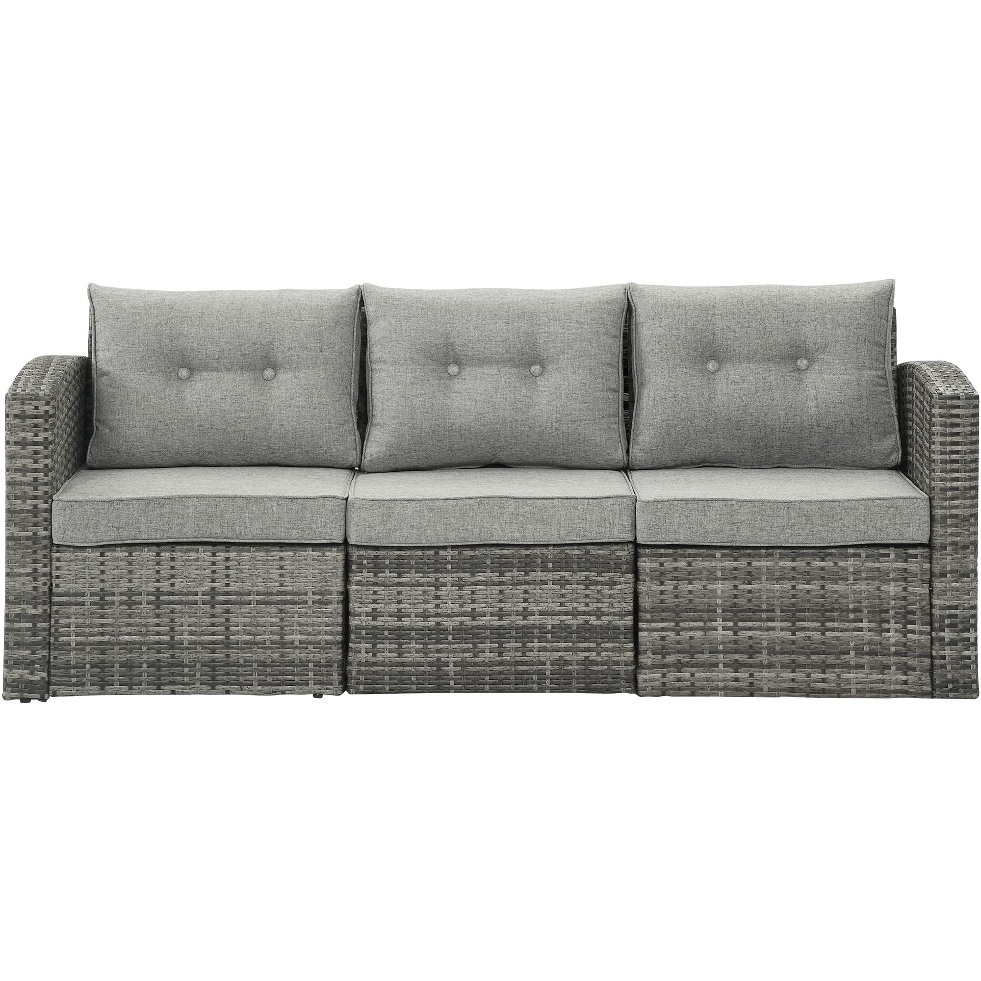 3-Piece All-Weather Grey Wicker Patio Furniture Set - Outdoor Rattan Sectional Sofa with Non-Slip Cushions, Aluminum Frame - Perfect for Garden, Backyard, Poolside & Terrace Relaxation