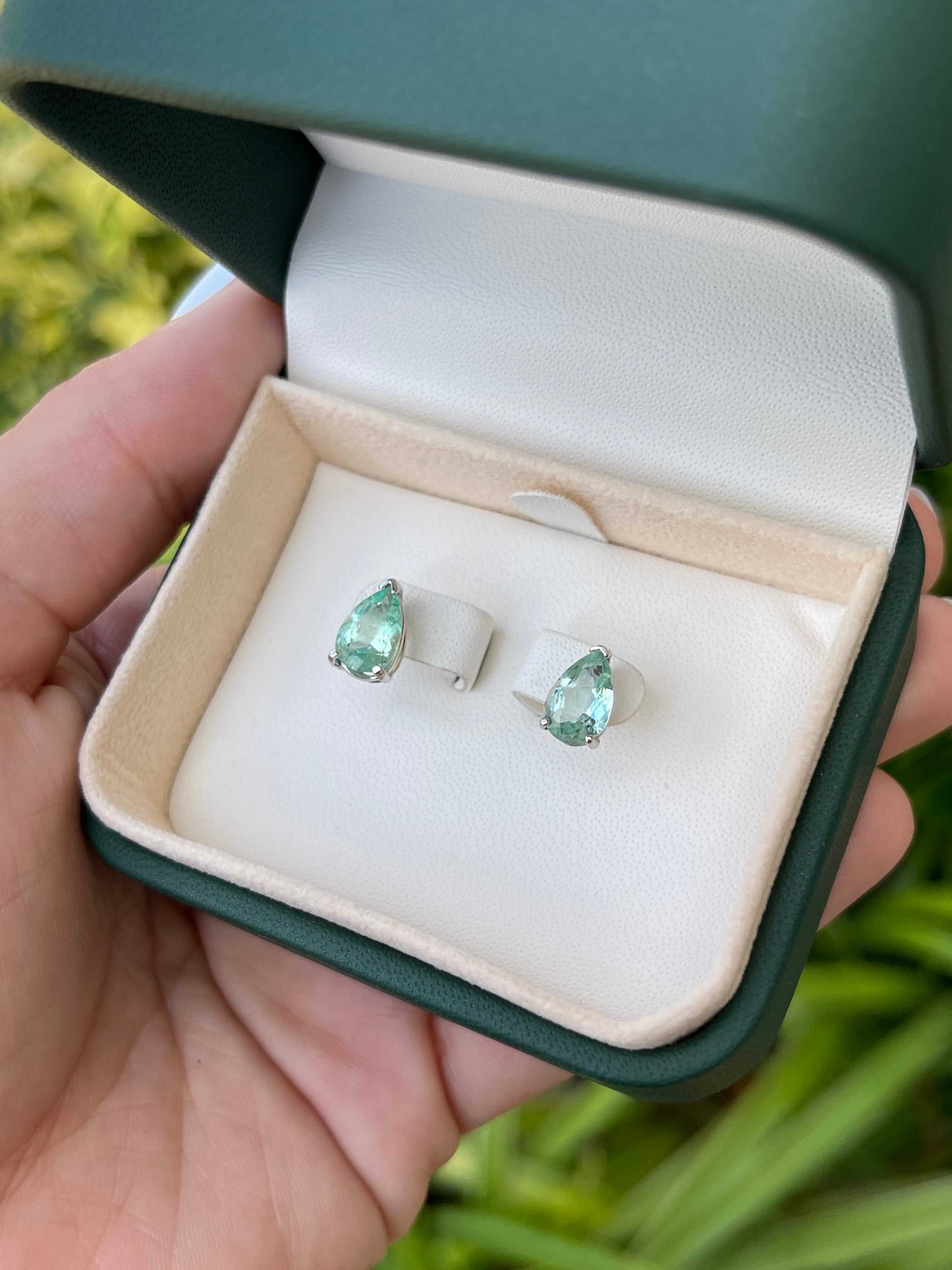 2.50tcw Light Green Emerald Tear Drop Solitaire Stud Earrings in 14K Gold - Elegant Jewelry for Women, Perfect for Weddings, Parties & Special Occasions