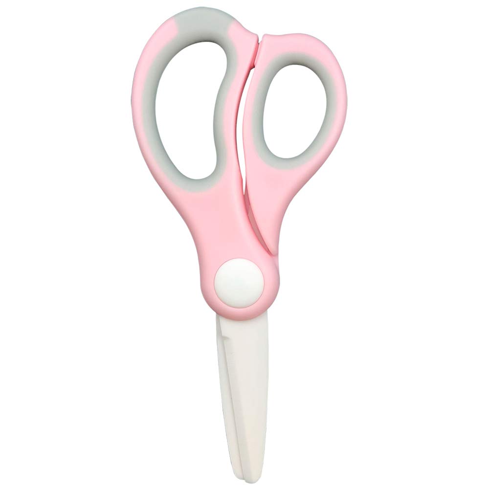 Ceramic Baby Food Scissors - BPA-Free, Portable & Safe for Infants with Storage Box & Dust Cover (Pink) | Perfect for Cutting Fruits, Vegetables & Soft Foods On-The-Go