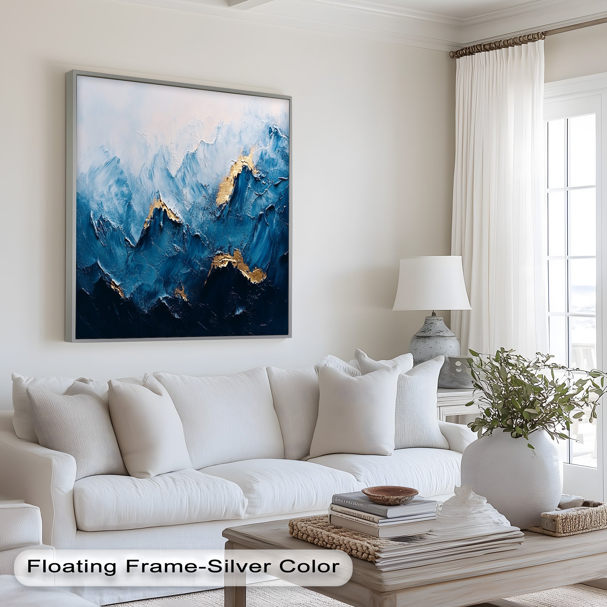 Blue Ridge Art - Handmade Abstract Mountain Oil Painting on Canvas for Home & Office Wall Decor