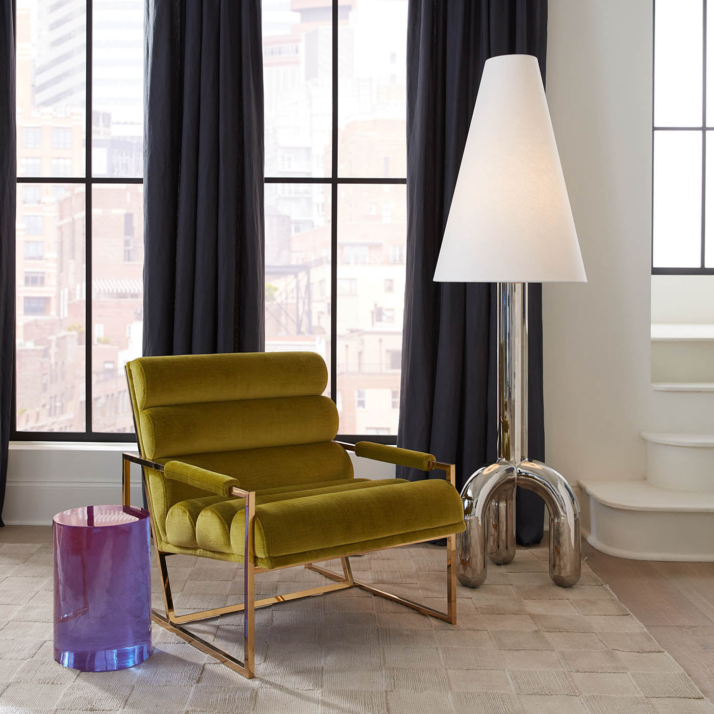 Channeled Goldfinger Lounge Chair - Modern Accent Chair for Living Room, Bedroom & Office - Comfortable Mid-Century Style Seating for Relaxing & Decor