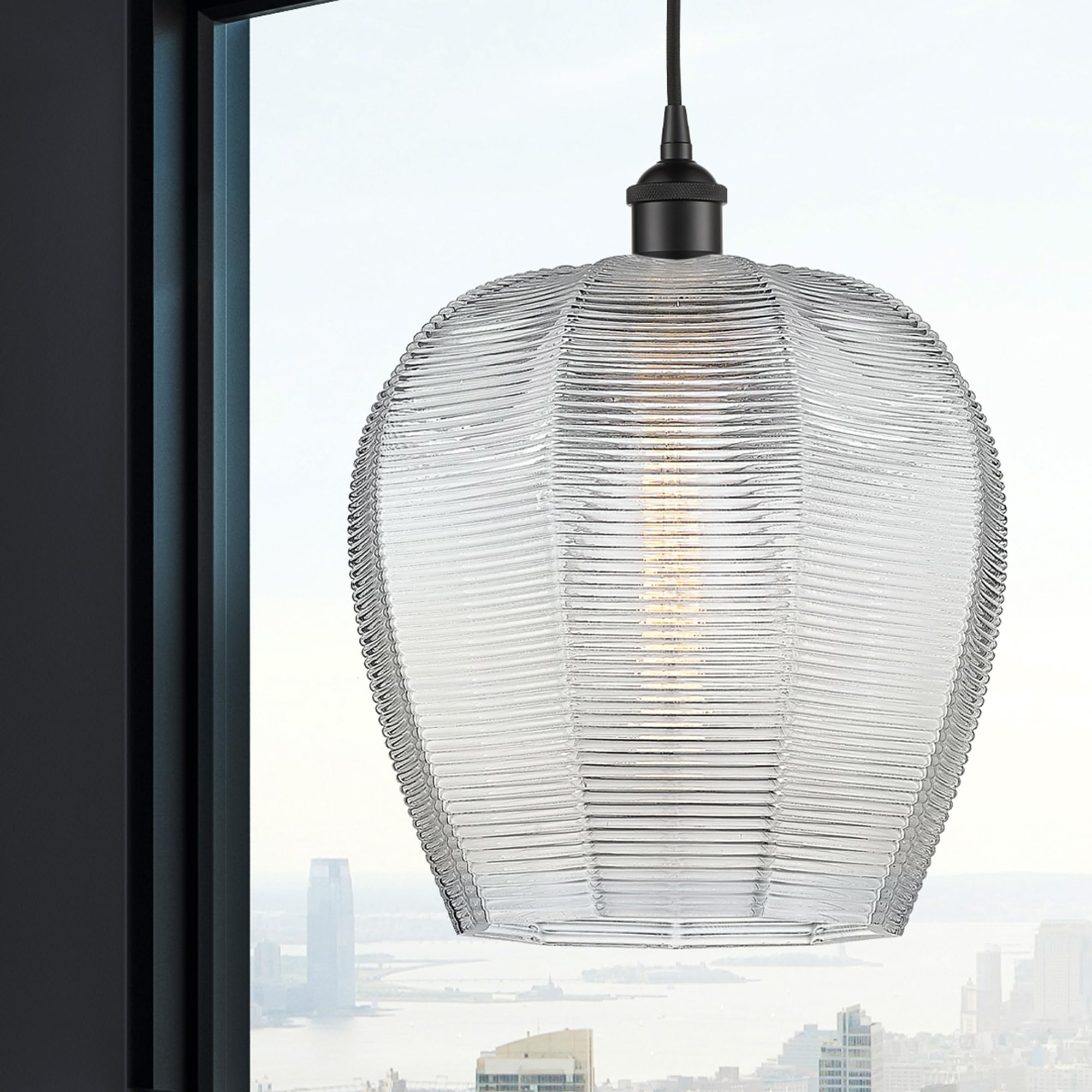 Industrial Style Mini Pendant Light - 1 Light Cord Hung Fixture, 15.13