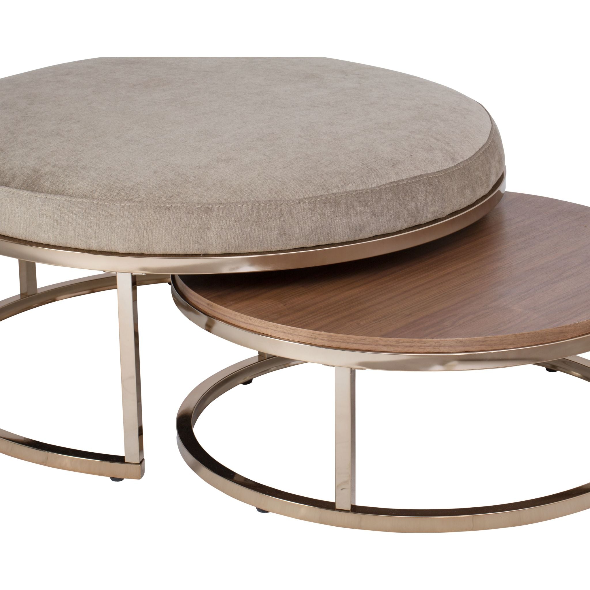 Amy Modern Nesting Coffee Table Set of 2 - Champagne Gold Finish - Space Saving Living Room Furniture for Small Spaces - Perfect for Apartments, Condos & Home Decor