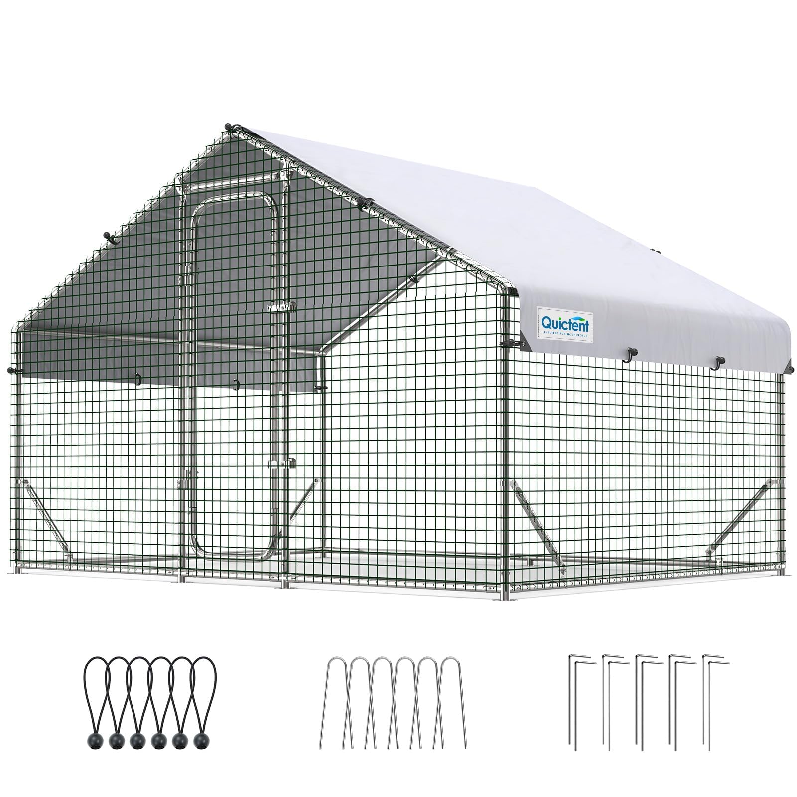 Quictent 6.6x9x6.6FT Large Walk-in Metal Chicken Coop with Galvanized Hardware Cloth & Waterproof Roof - Outdoor Poultry Cage for 10+ Chickens, Ducks, Hens - Perfect for Backyard Farms, Homesteads & Urban Chicken Keeping