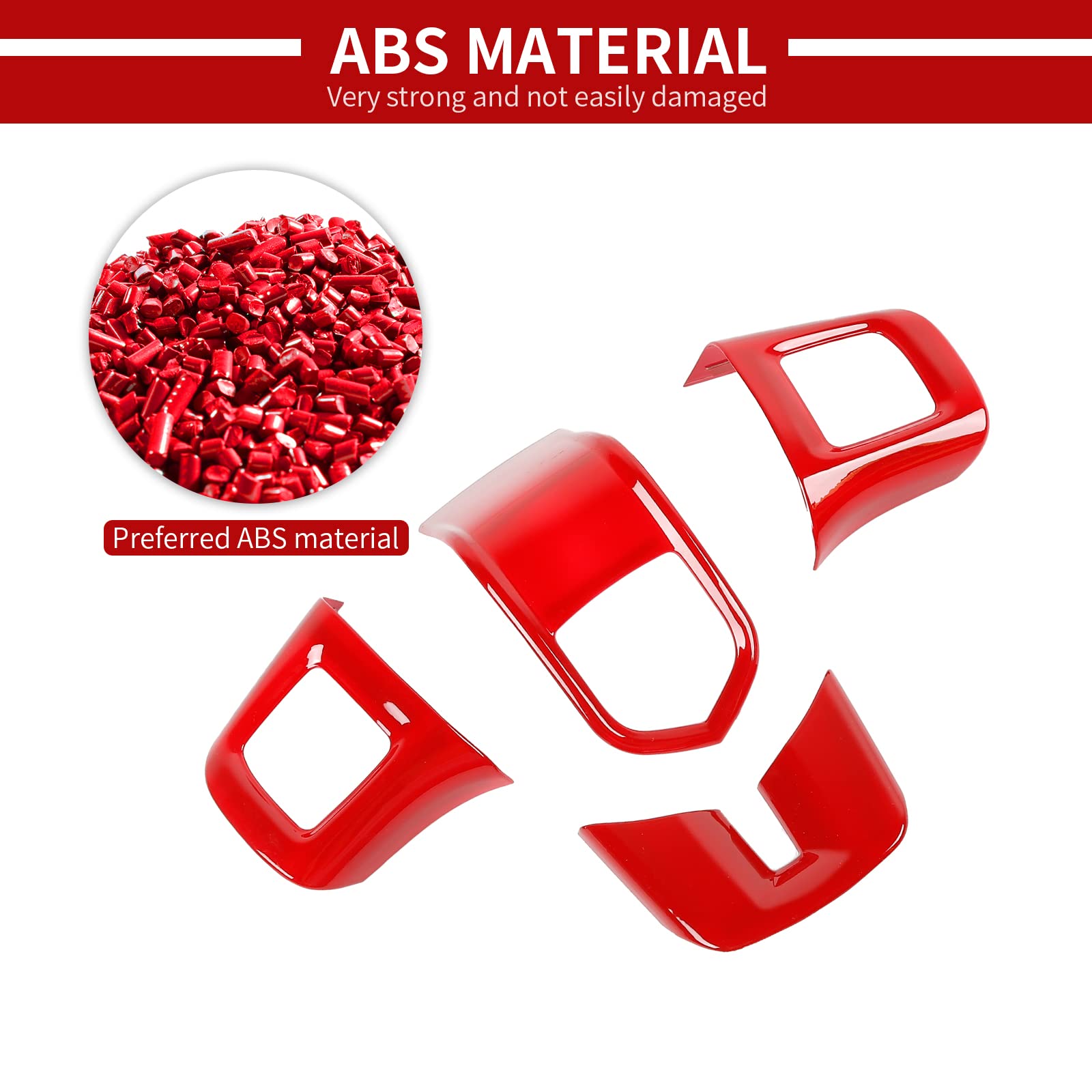 Direction Control Protection Cover Trim for 2009-2014 Dodge Challenger, Charger, Durango, Journey - ABS Red 4pcs - Interior Car Accessories for Enhanced Protection & Style - Perfect for Daily Driving & Car Shows