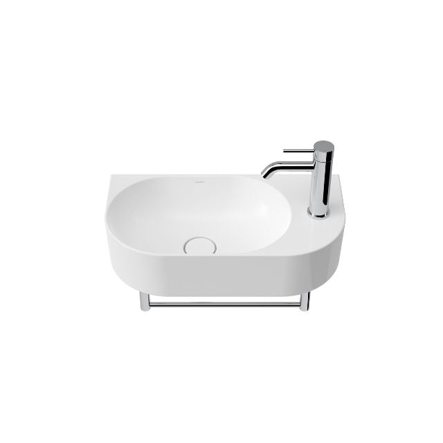 Caroma Liano II Wall Mounted Bathroom Sink with Integrated Towel Rail - Chrome Finish | Modern Space-Saving Design for Small Bathrooms & Powder Rooms