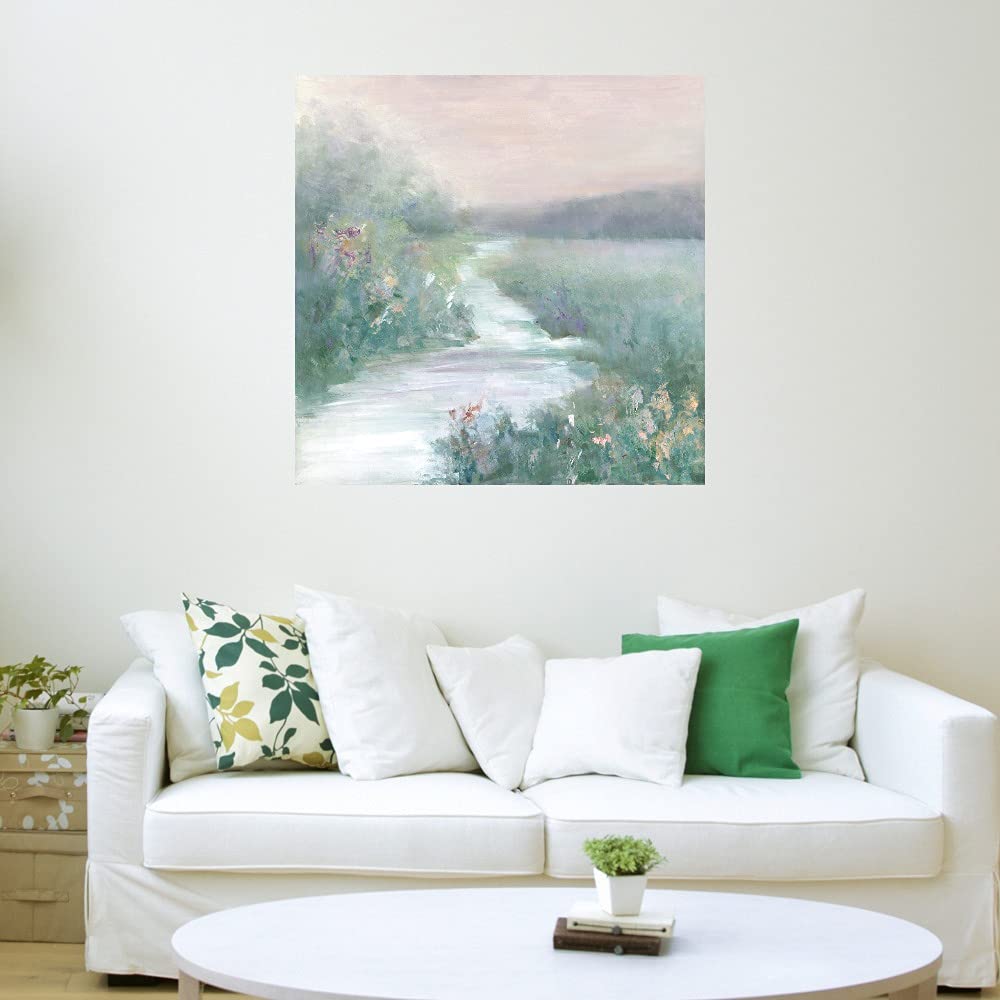 Misty Morning Fine Art Canvas Wall Decor by Sally Swatland - 22x22 Inch Ready-to-Hang Painting for Living Room, Bedroom, Office & More - Perfect for Home, Hotel & Restaurant Decor