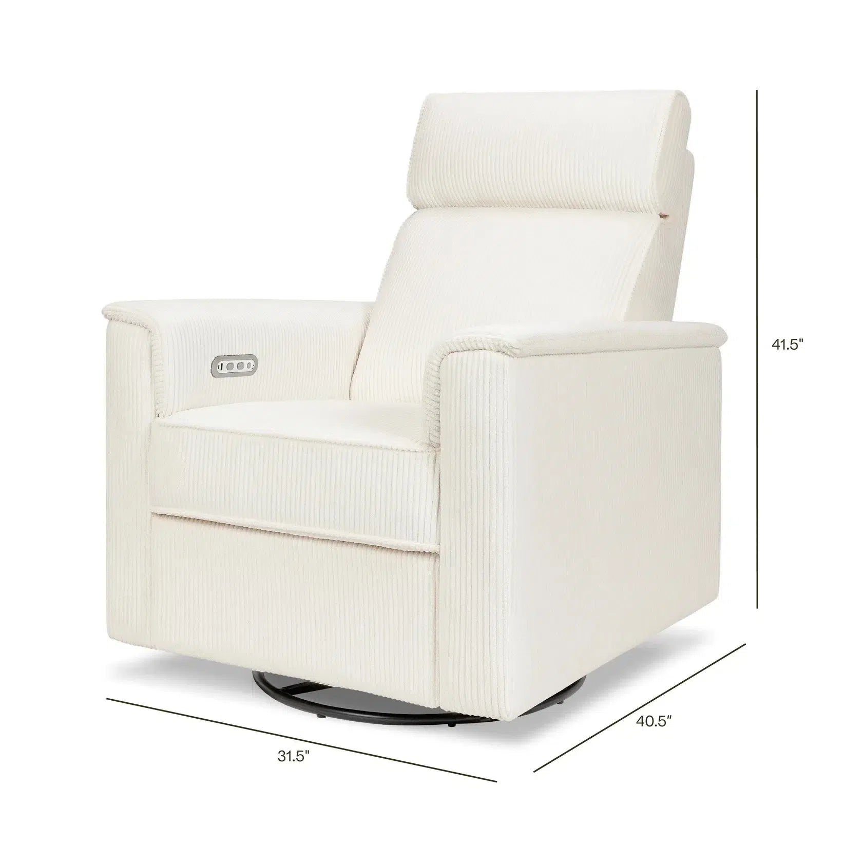 Monogram by Namesake Willa Power Recliner with Adjustable Headrest - Ivory Corduroy Upholstery | Exclusive Modern Living Room Furniture for Home Theater & Relaxation