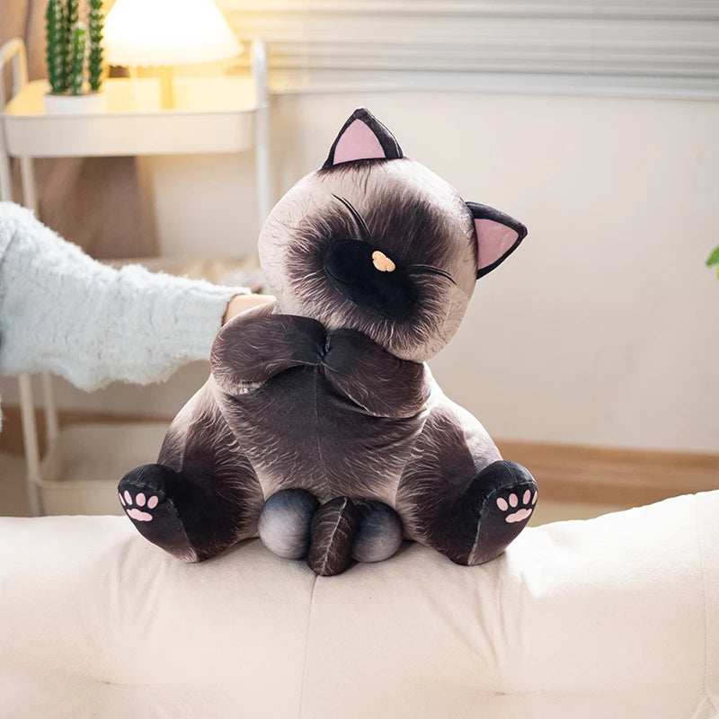 Realistic 40/50cm Siamese Cat Plush Toy - Lifelike American Shorthair Stuffed Animal, Soft Cute Kitty Doll for Pet Lovers, Home Decor, Birthday Gift for Girls - Perfect for Nursery Decor, Cuddling & Gift Giving