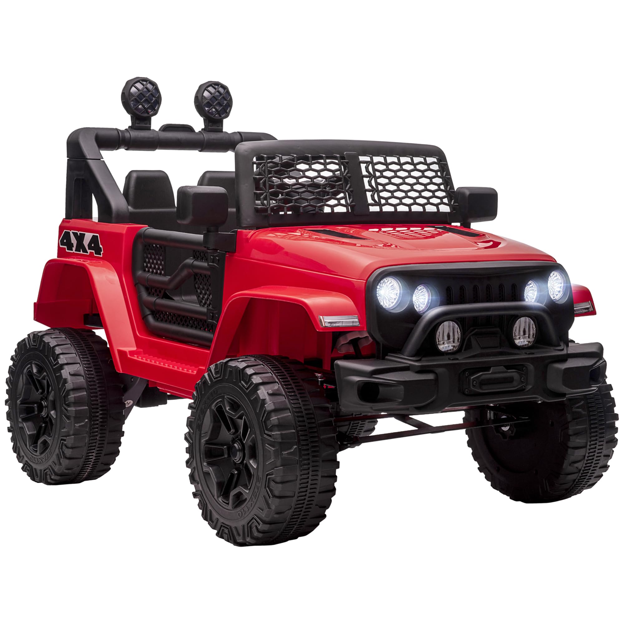 12V Kids Ride On Truck with Parent Remote Control - Battery Powered Electric Car for Boys & Girls, Adjustable Speed, LED Lights & Horn, Spring Suspension - Perfect for Birthday Gifts & Outdoor Play (Red)