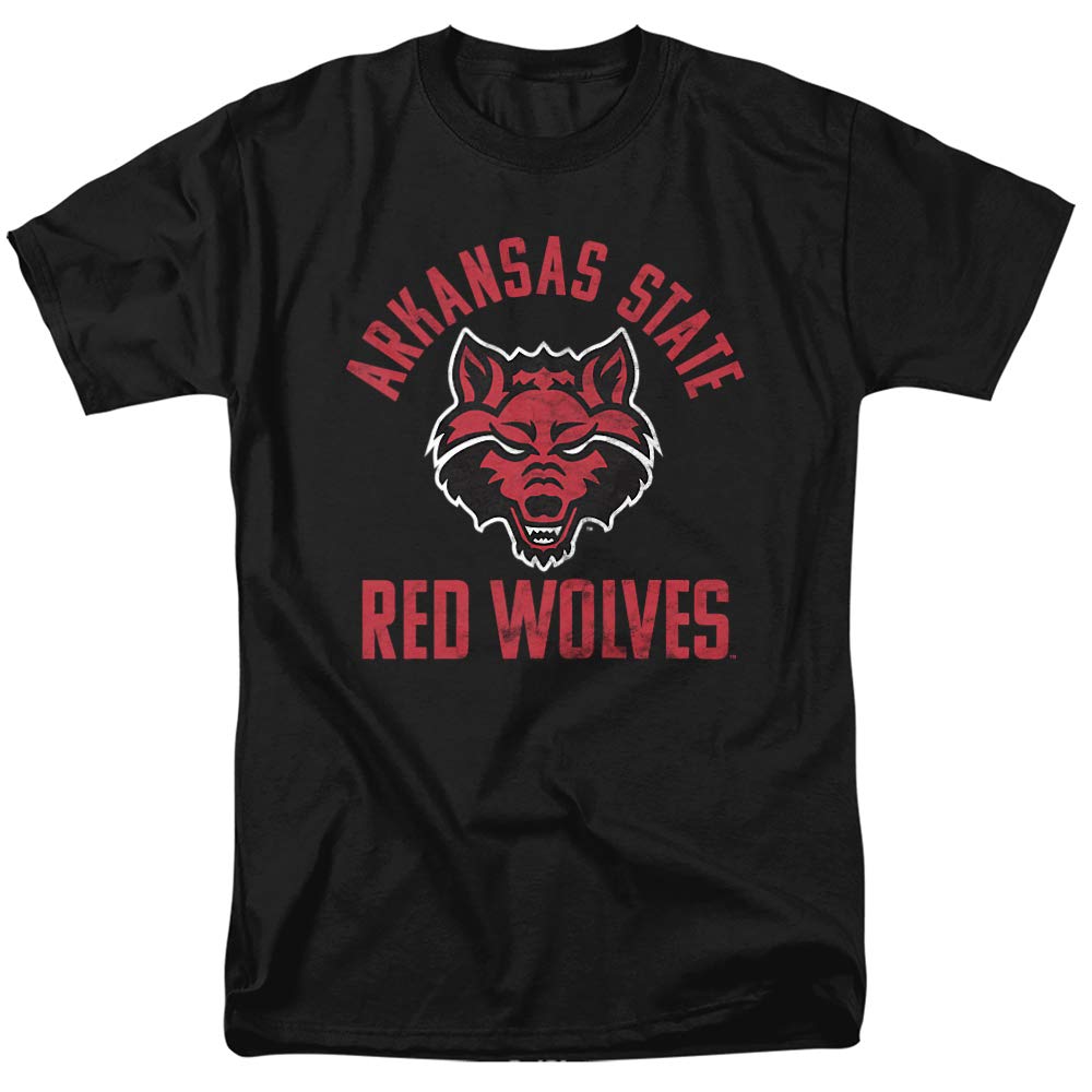 Official Red Wolves Logo Unisex Adult T-Shirt - Black & Red - 2X-Large - Comfortable Cotton Tee for Casual Wear, Sports Events & Fan Merchandise