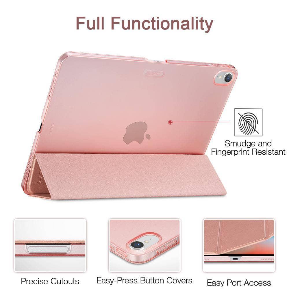 Magnetic Flip iPad Pro 12.9 Case (2018 Model) - Ultra Slim Transparent Back Tri-Fold Smart Cover for Protection & Stand - Perfect for Work, Travel & Home Use