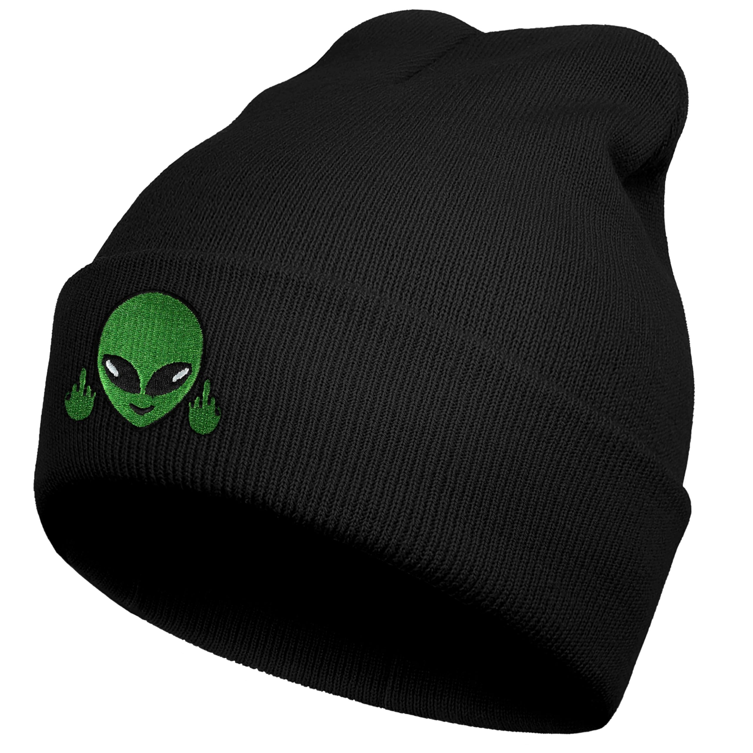 Black Alien Embroidered Beanie Hats for Men & Women - Winter Warm Knit Hat with Funny Alien Design - Unisex Skull Cap for Cold Weather - Perfect Gift for Sci-Fi Lovers (Great for Winter Sports, Outdoor Activities & Cosplay)