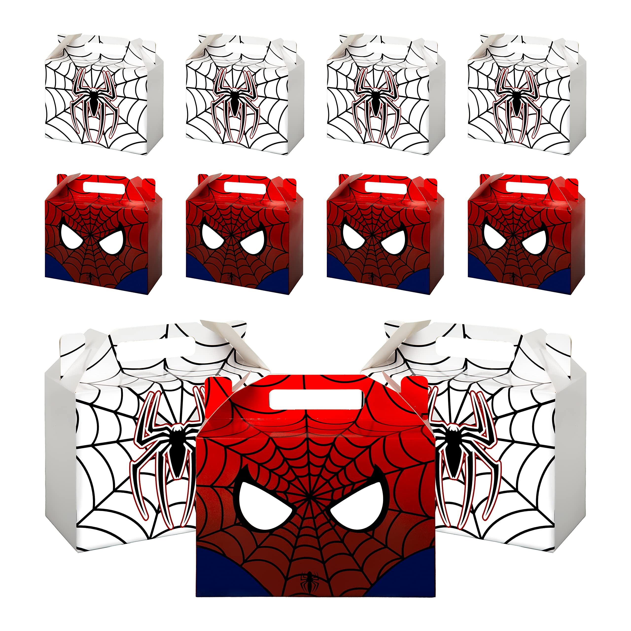 Gerbana 16 Pack Superhero Party Treat Boxes - Spiderman Themed Birthday Party Supplies with Spider Web Print - Candy Gift Boxes for Kids Birthday Decorations | Perfect for Superhero Themed Parties, Classroom Treats & Halloween Celebrations