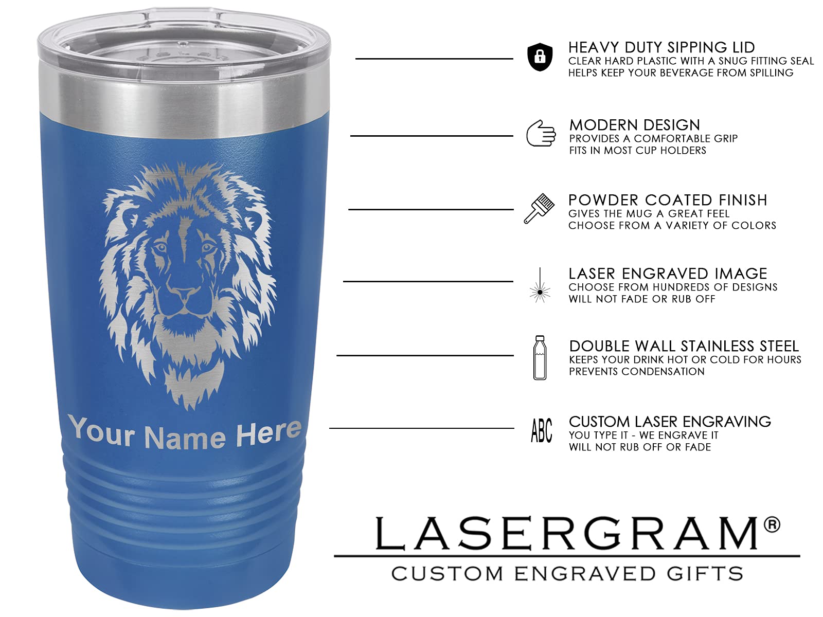 LaserGram 20oz Vacuum Insulated Stainless Steel Tumbler Mug with Music Staff Design - Personalized Engraving Included (Dark Blue) - Perfect for Coffee, Tea & Cold Drinks at Home, Office or Travel