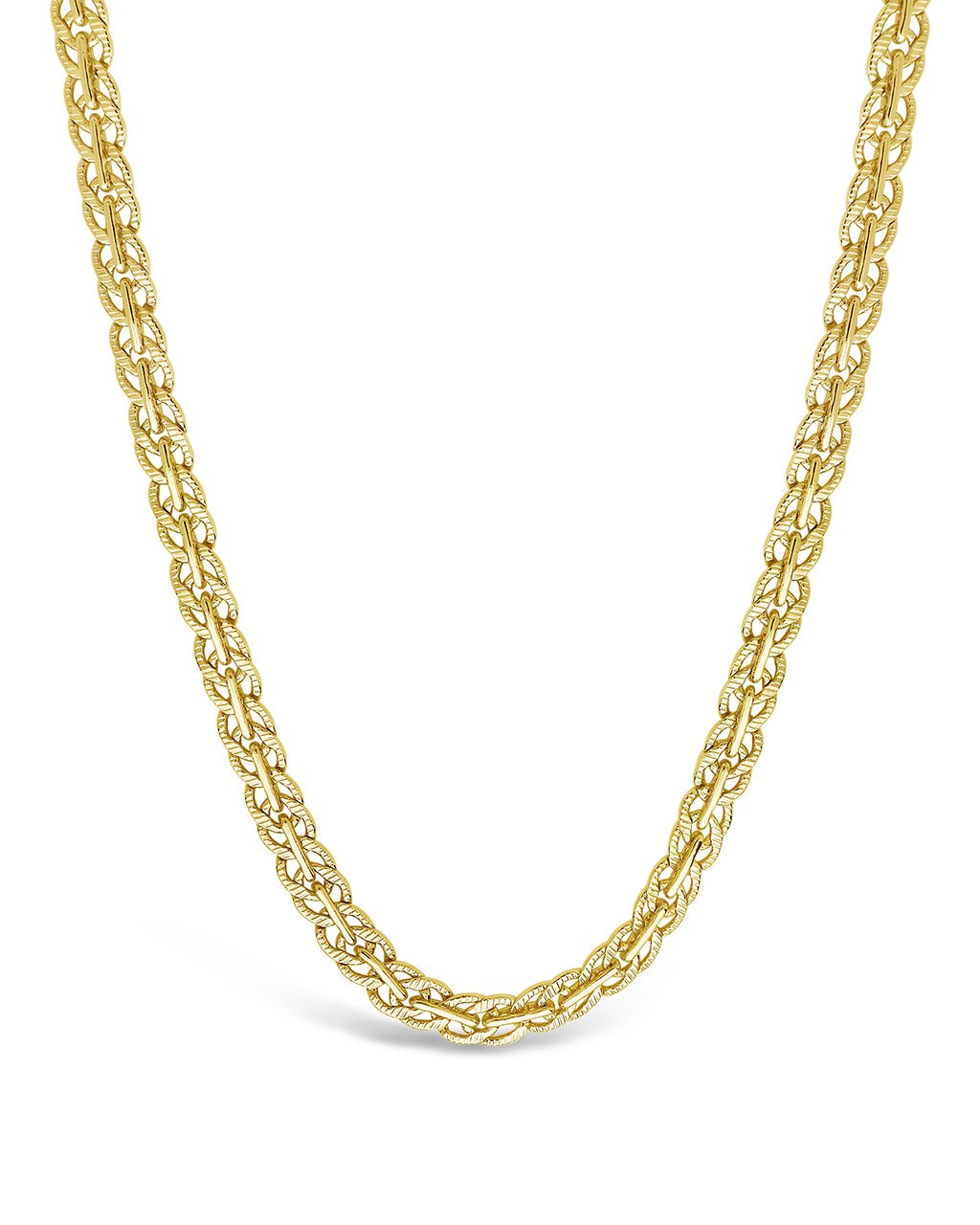 Hammered Interlocking Curb Chain Necklace for Women - 14K Gold Plated Stainless Steel Chunky Link Chain - Perfect for Layering, Gift Giving & Everyday Wear
