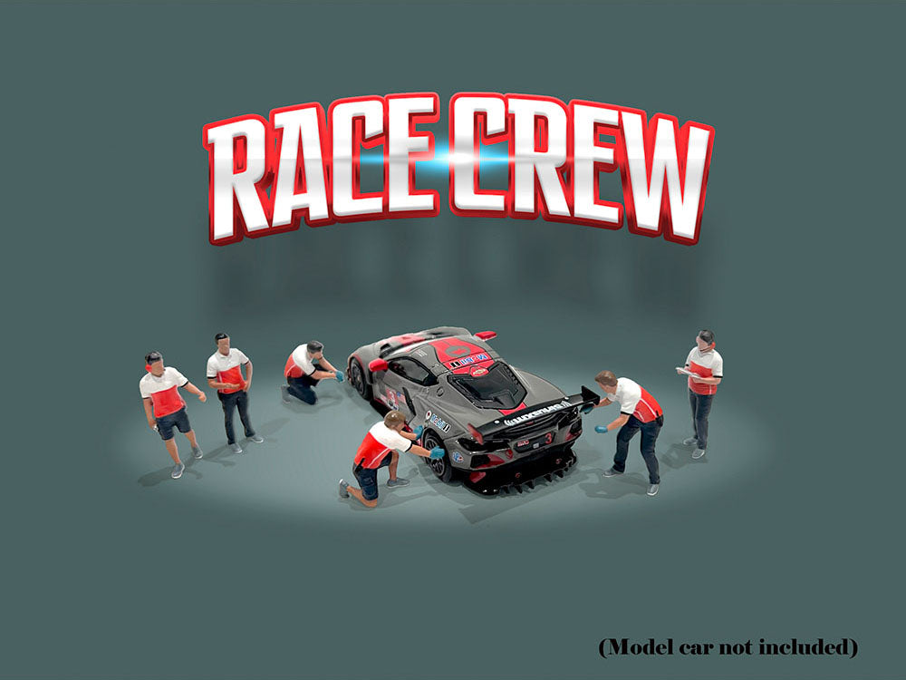 1/64 Scale American Diorama Race Crew 6-Piece Diecast Figure Set - Limited Edition of 3600 Worldwide - Perfect for Model Car Displays & Racing Dioramas