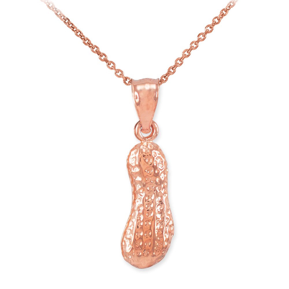 10K Rose Gold Peanut Charm Pendant Necklace for Women - Elegant Jewelry Gift for Birthday, Anniversary & Valentine's Day - Perfect for Everyday Wear & Special Occasions