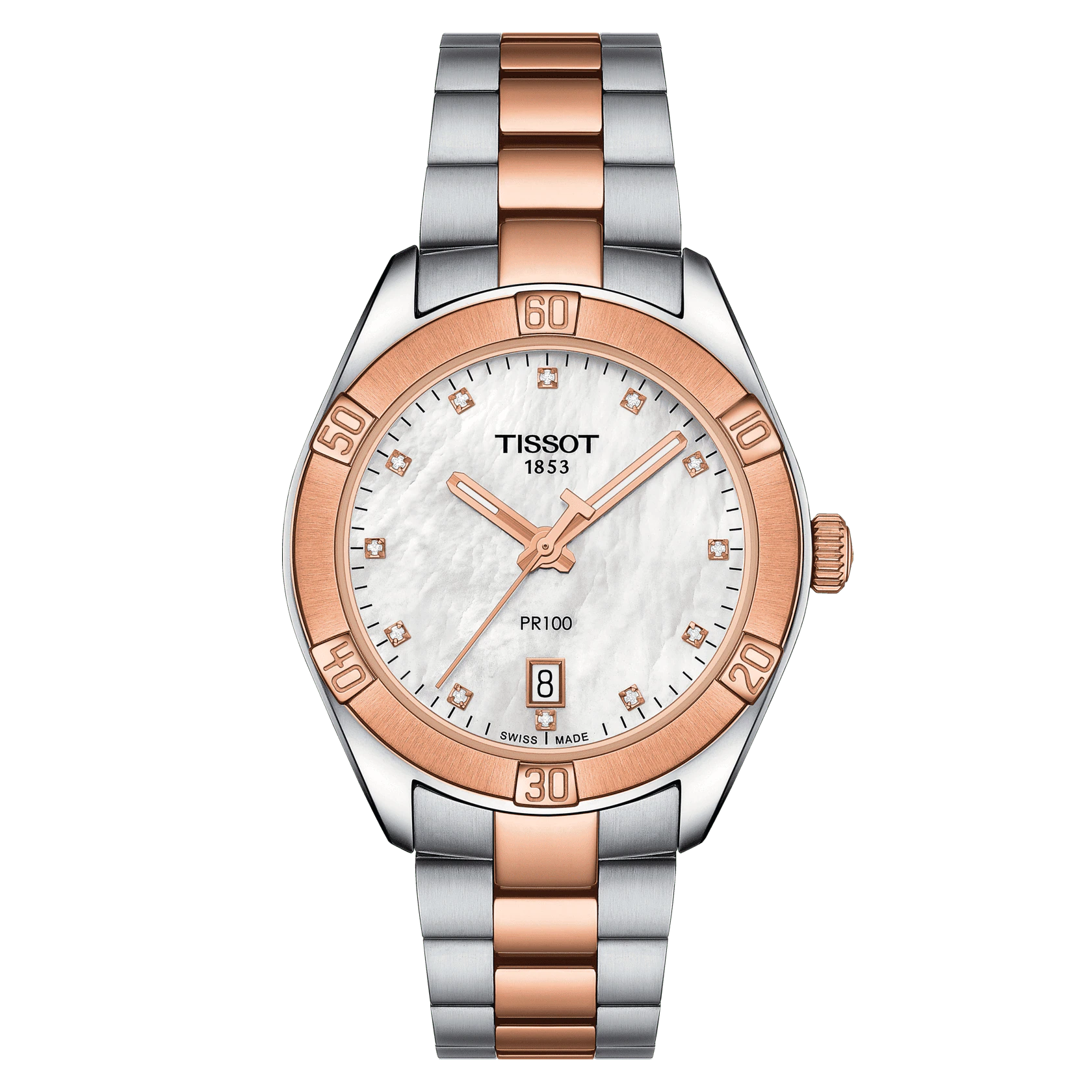 Tissot PR 100 36mm Sport Chic Bi-Color Quartz Ladies Watch - Elegant & Durable Women's Wristwatch for Work, Travel & Special Occasions