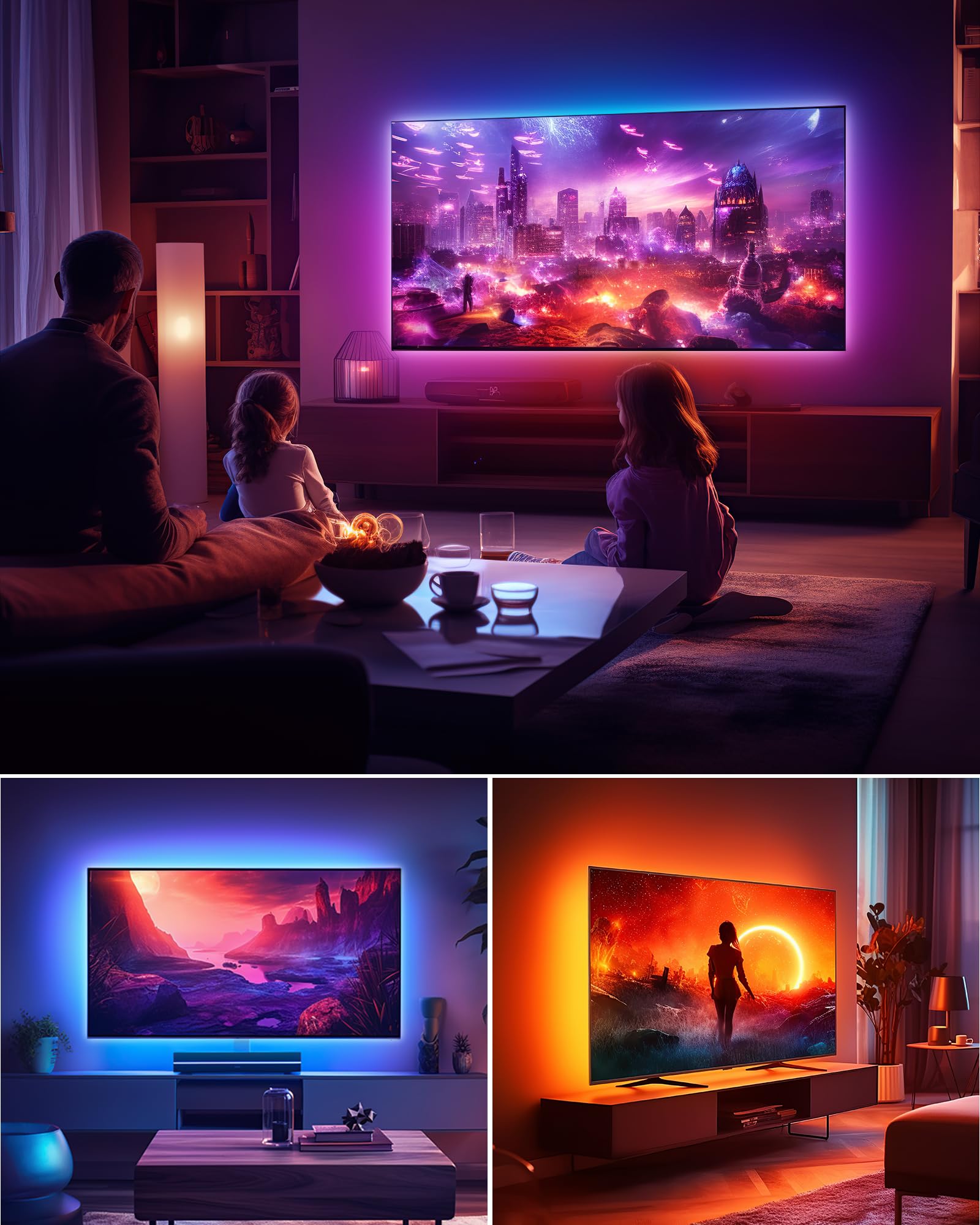 ICRGB LED TV Backlight Strip for 24-43 Inch Screens | 9.8FT USB-Powered RGB Gaming Monitor Lights | PC Desk Setup Accessories | Bedroom & Home Decor for Gamers | Enhance Gaming Atmosphere & Room Aesthetics