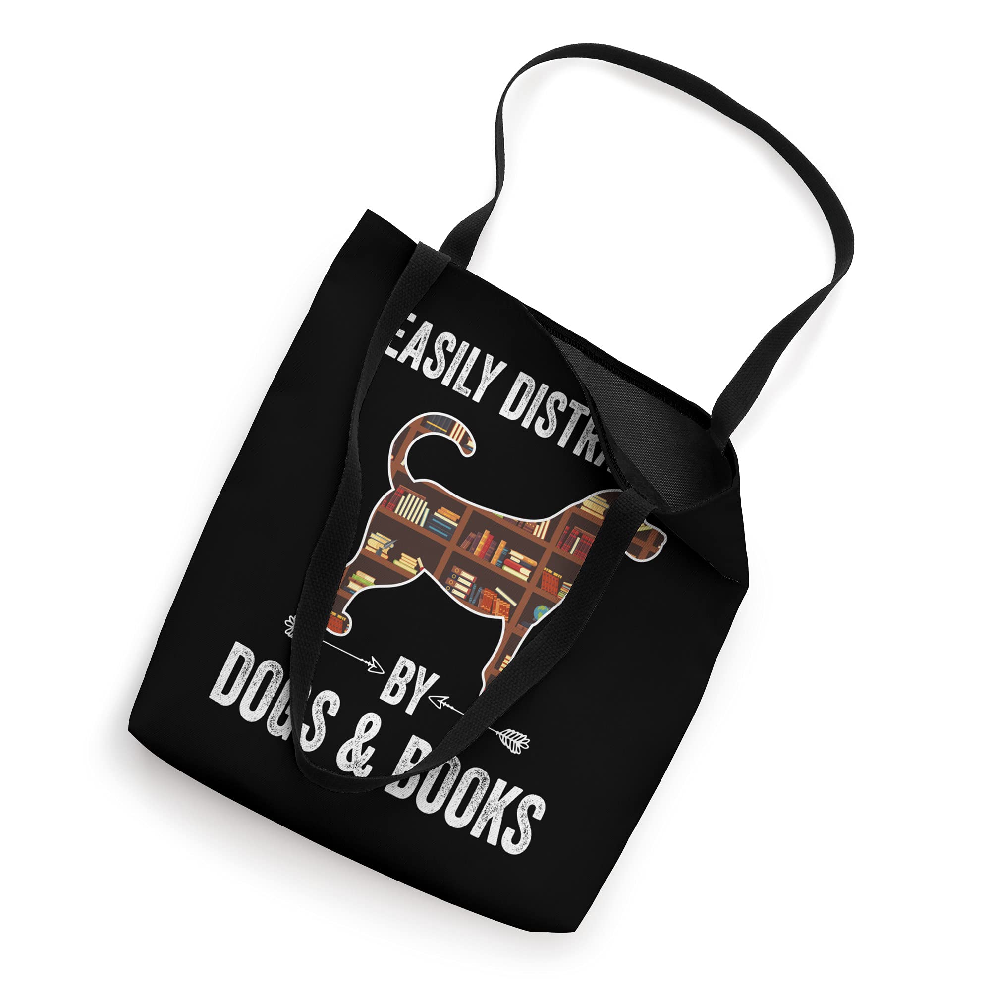 Stylish & Durable Tote Bag for Book Lovers - Perfect for Library, Beach & Dog Park Outings - 'Reading Easily Distracted By Dogs & Books' Design