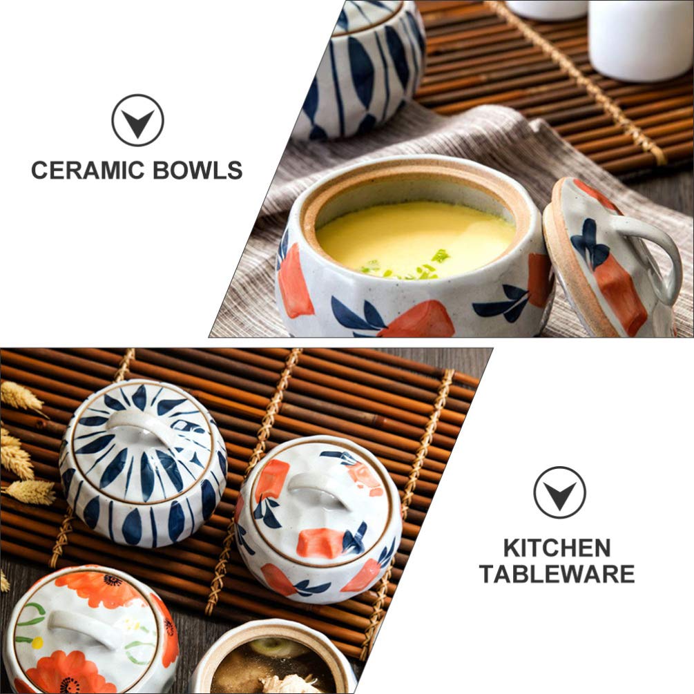 Hemoton Mini Ceramic Stew Pot with Lid - Japanese Soup Bowl for Cooking & Serving