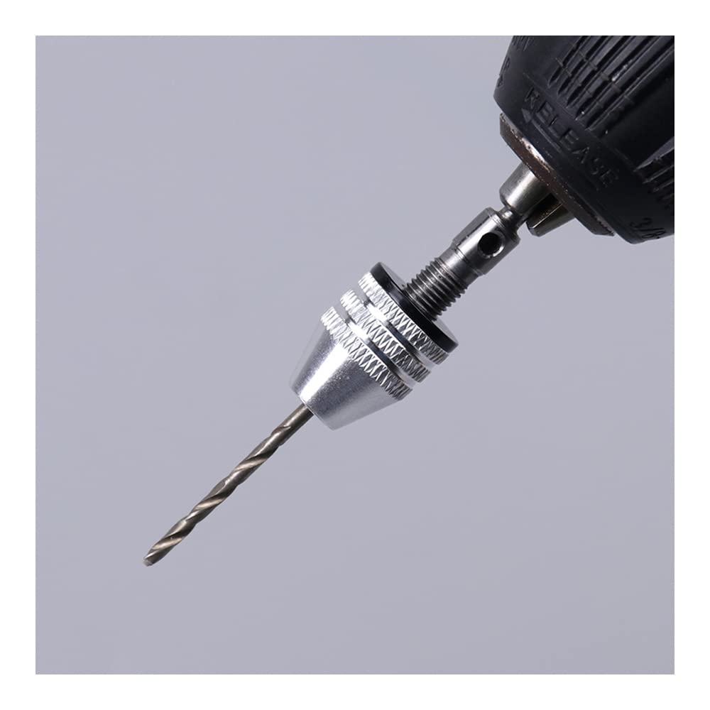 1PCS Quick Change Keyless Drill Bit Chuck Hex Shank Adapter Converter Tool for Electric Grinder (0.3-3.4mm, 2.35mm, Silver) - Perfect for DIY Projects, Woodworking & Metal Drilling