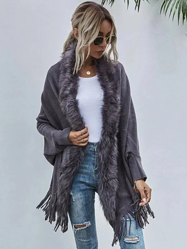 Women's Warm Wool Coat with Fur Collar - Winter Fashion Outerwear for Casual & Dressy Occasions