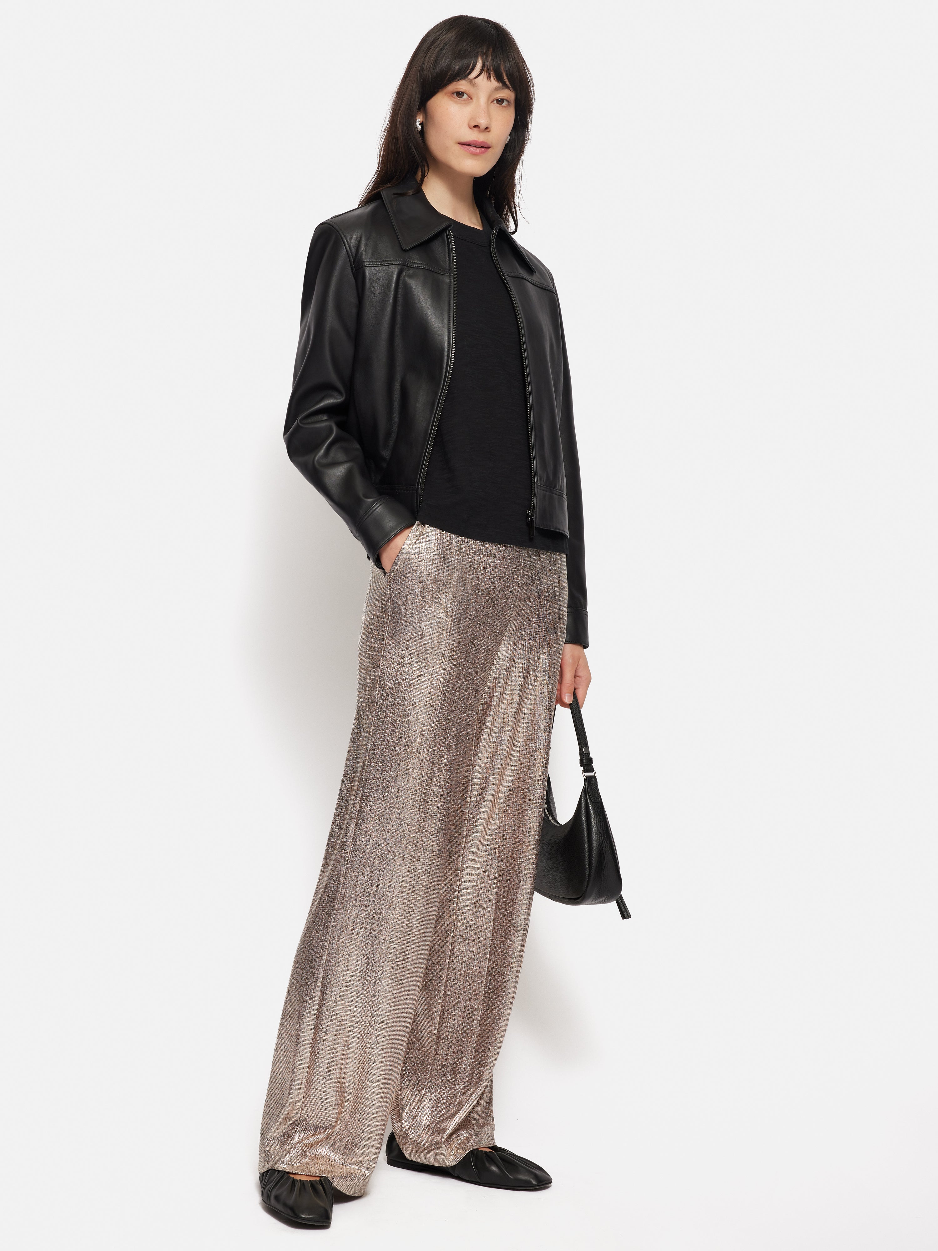 Metallic Flowing Trousers for Women - High Waist Gold Shiny Wide Leg Pants | Perfect for Parties, Night Out & Special Occasions