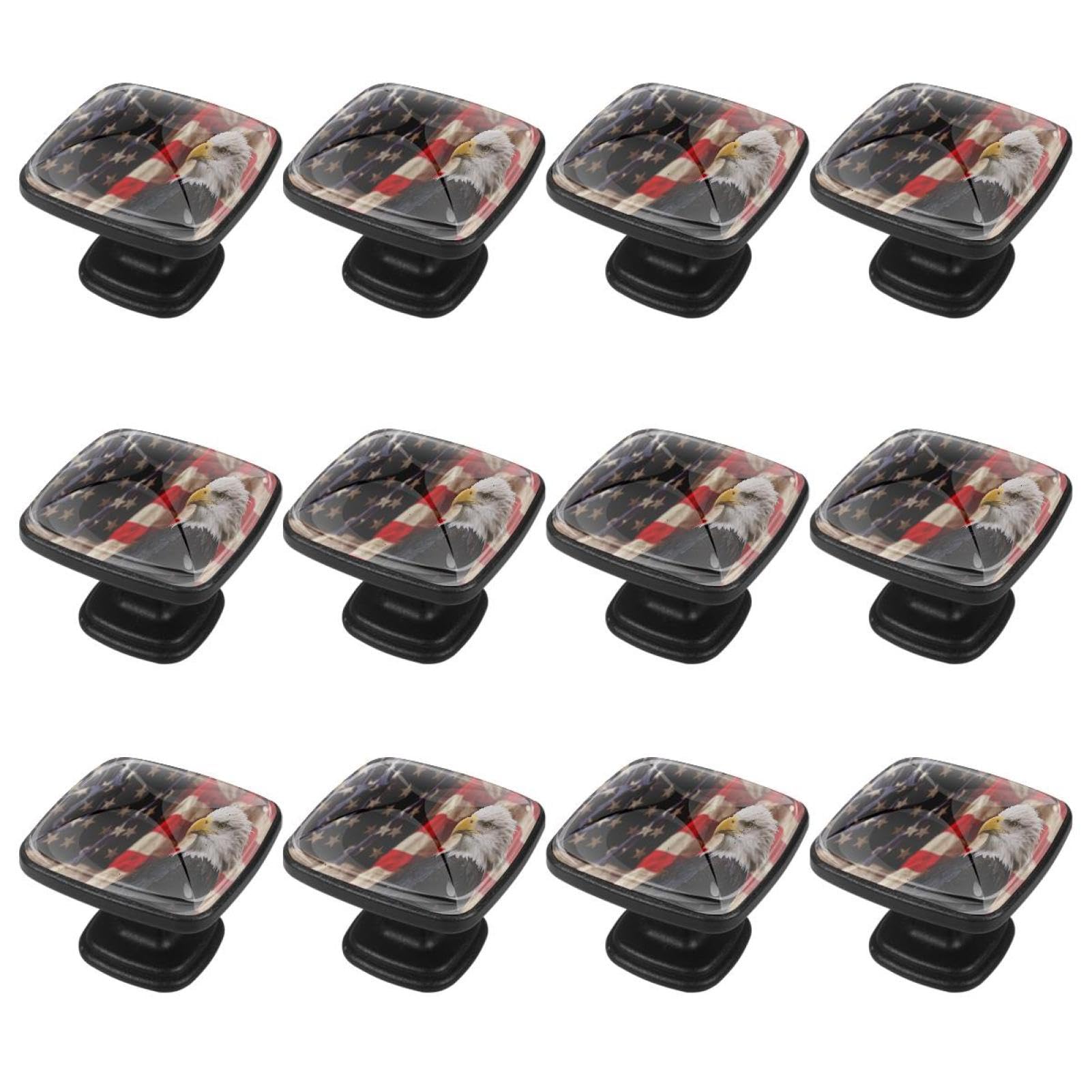 GIAPB 12Pcs Cabinet Handles & Knobs - USA Flag & Animal Designs for Dresser Drawers, Kitchen Cabinets & Furniture Hardware | Durable & Stylish Home Decor Upgrade